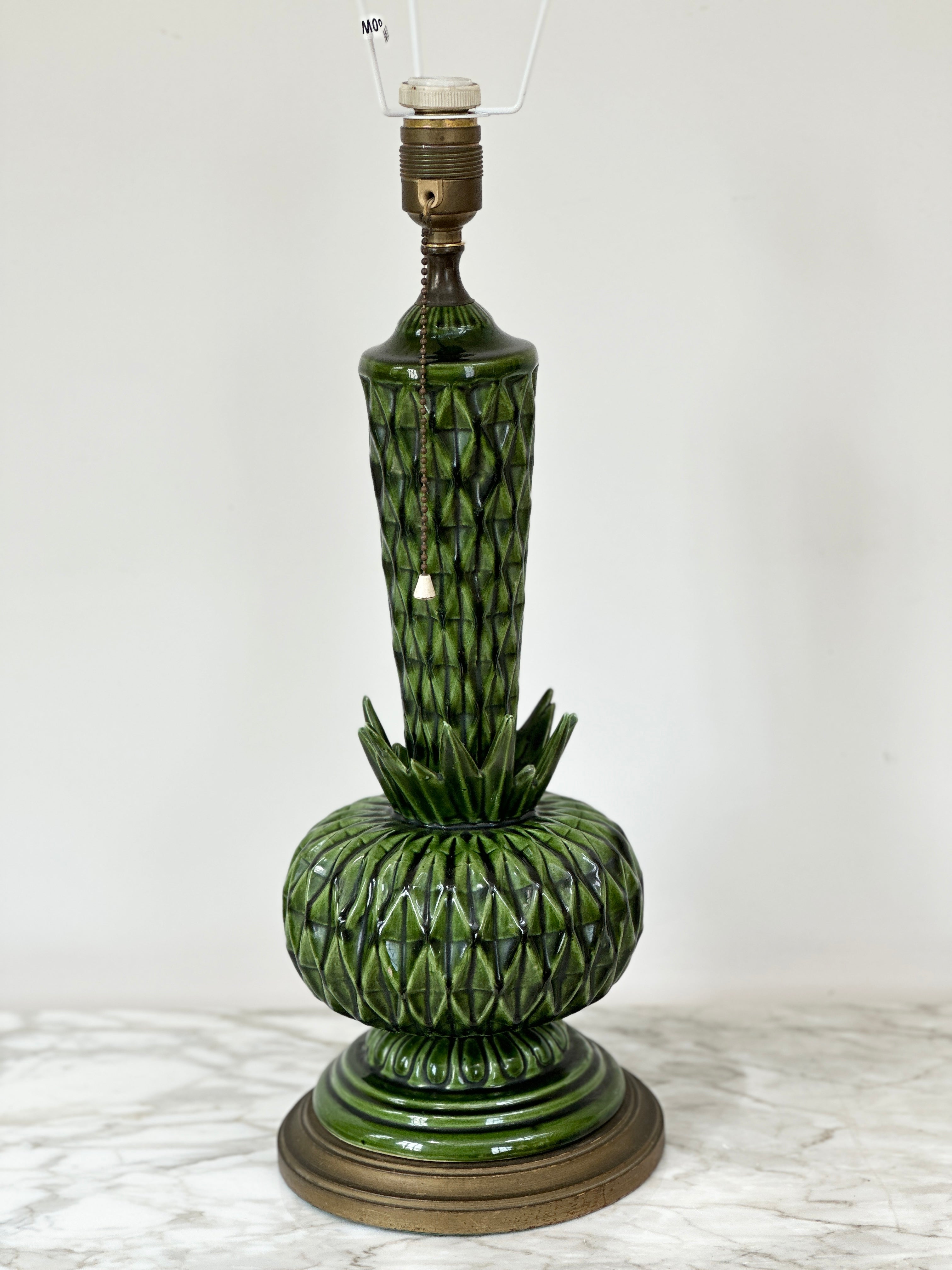 Vintage Green Spanish Manises Table Lamp