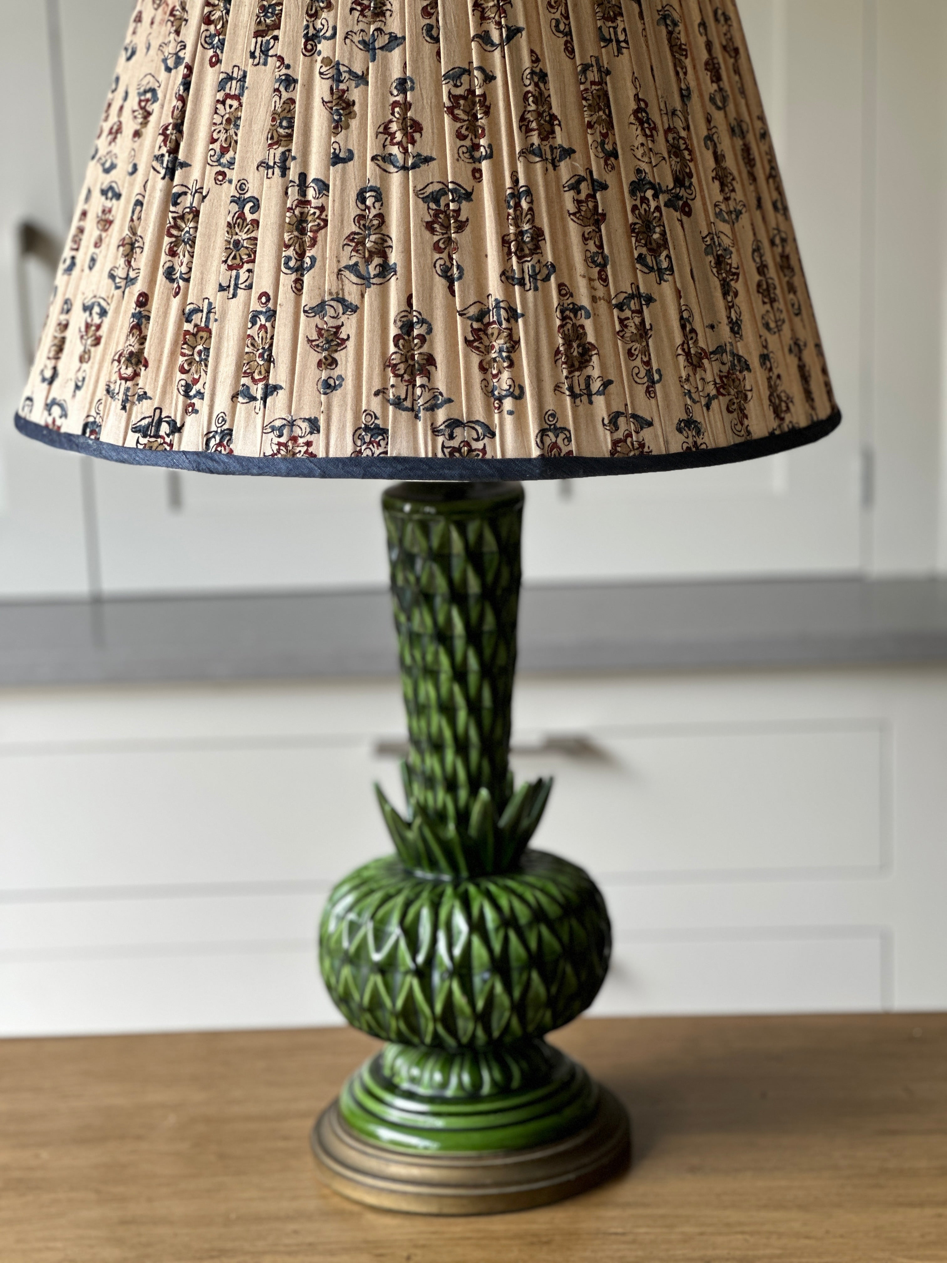 Vintage Green Spanish Manises Table Lamp