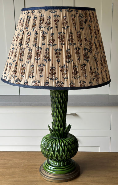 Vintage Green Spanish Manises Table Lamp