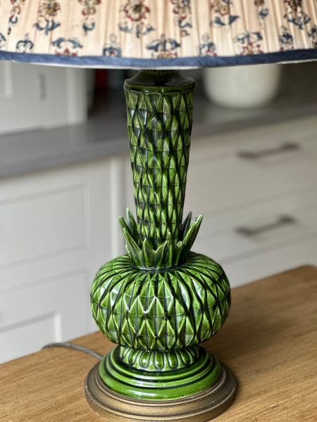 Vintage Green Spanish Manises Table Lamp
