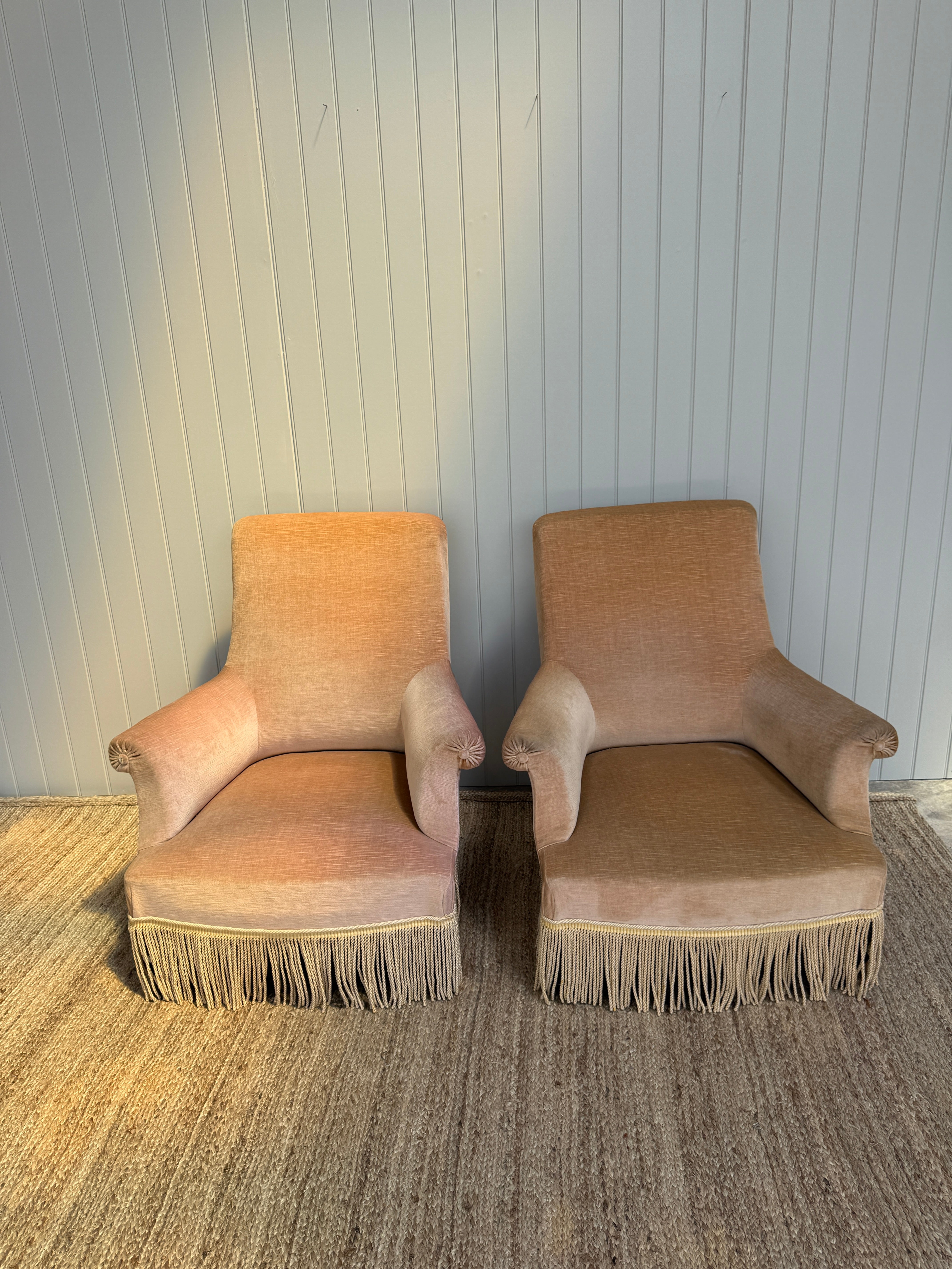 Pair of Large Napoleon III Squareback Armchairs