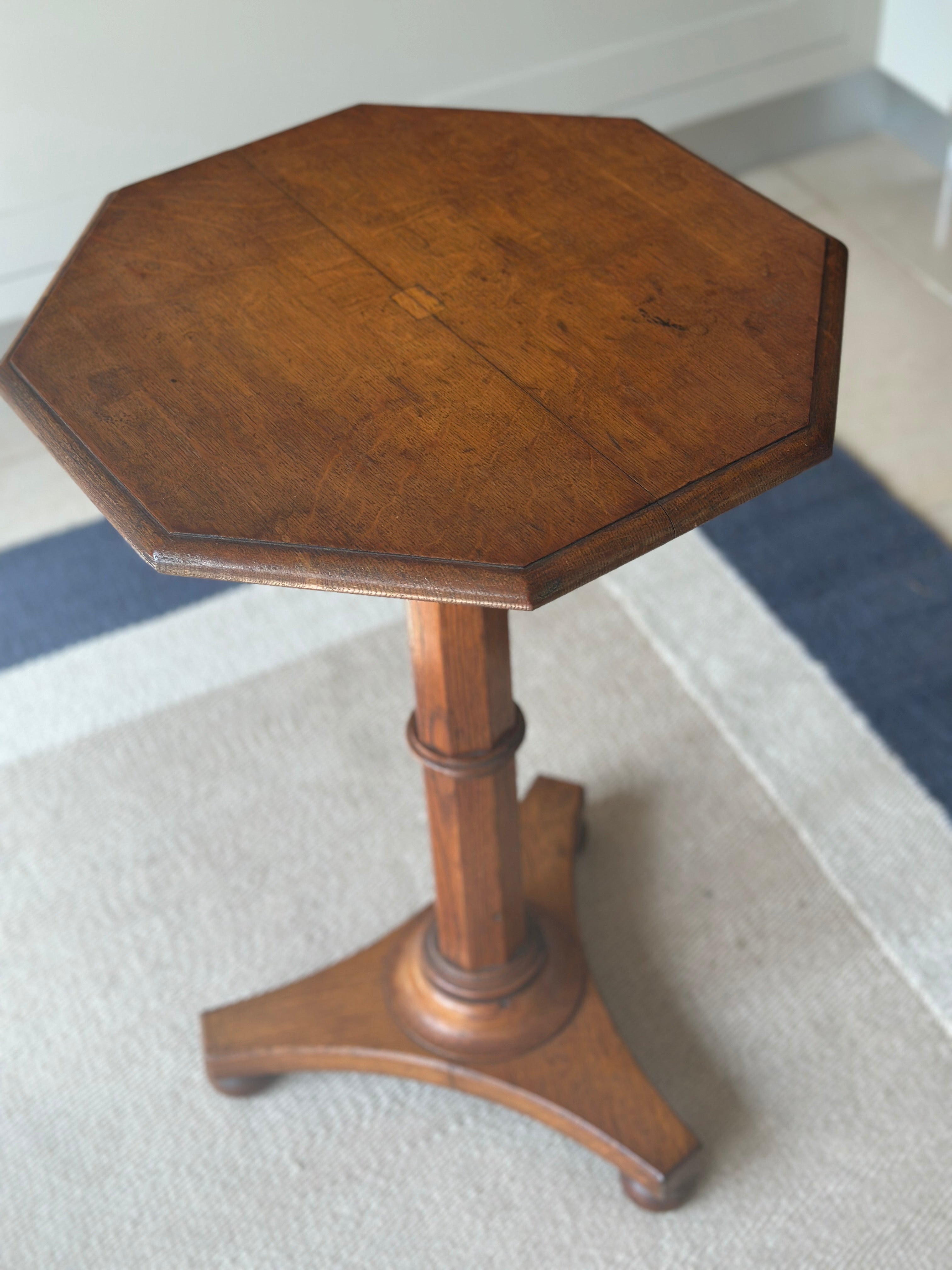 Honeyed Oak Pedestal Table with Hexagonal Top