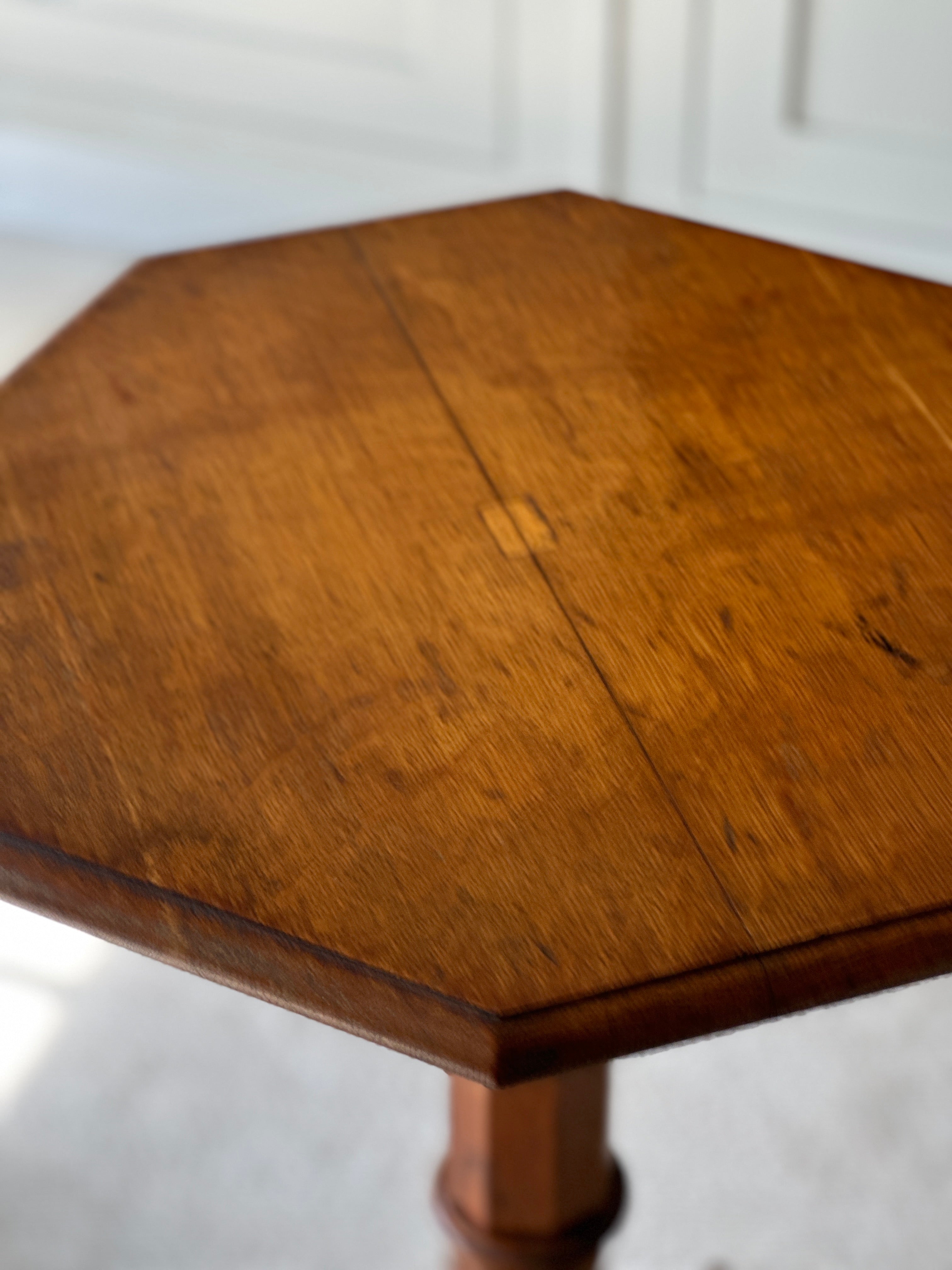 Honeyed Oak Pedestal Table with Hexagonal Top