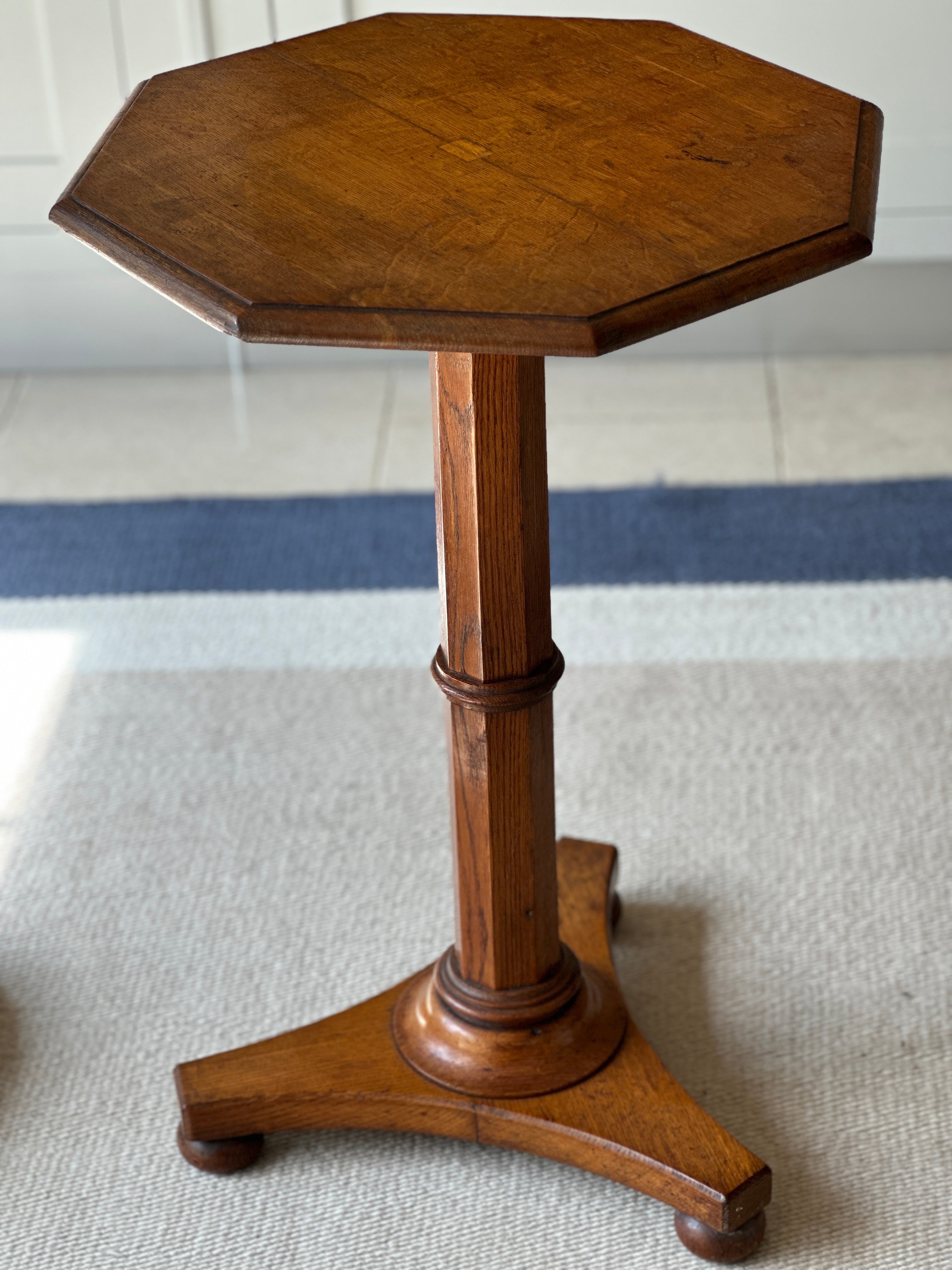 Honeyed Oak Pedestal Table with Hexagonal Top