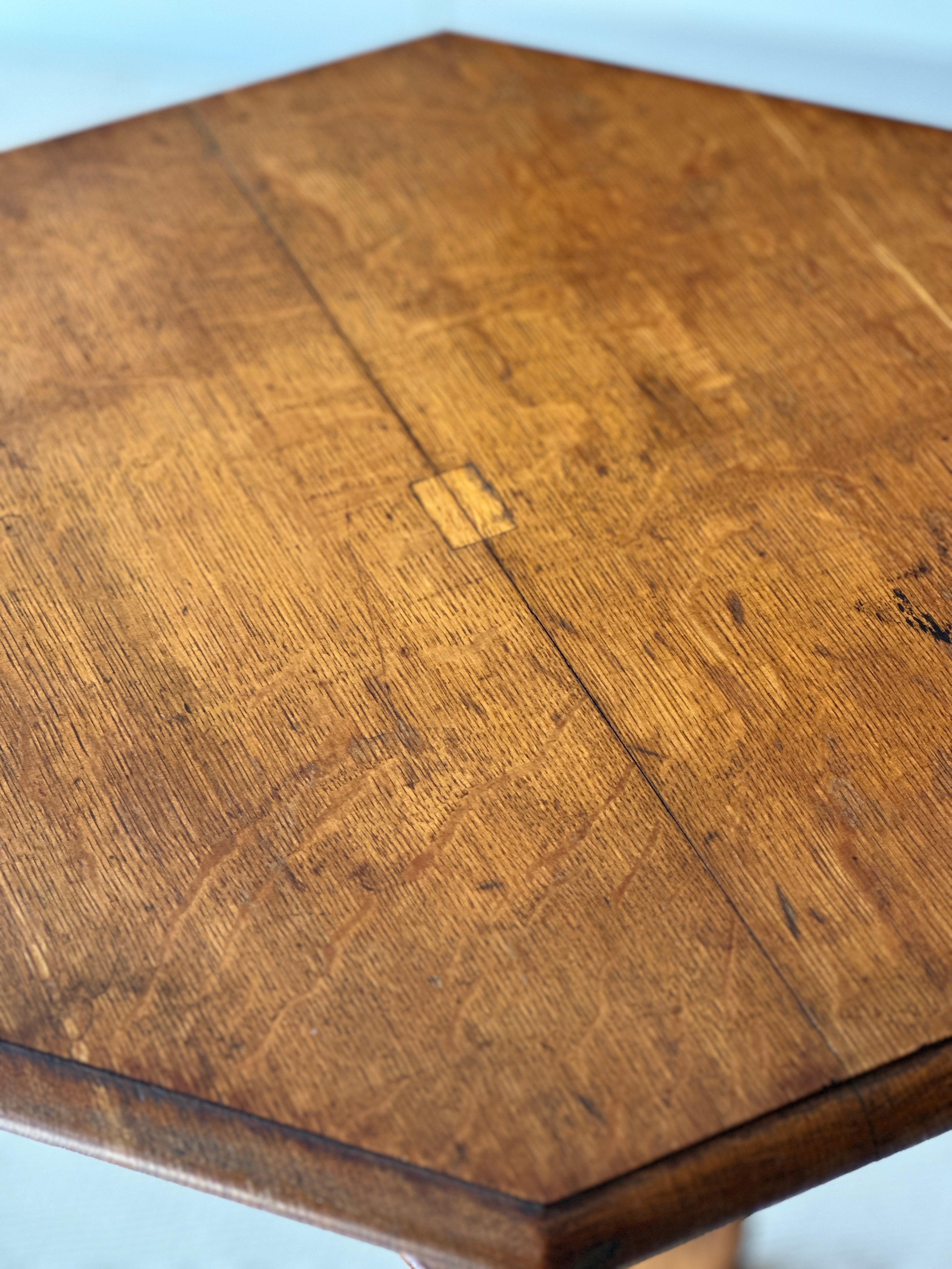 Honeyed Oak Pedestal Table with Hexagonal Top