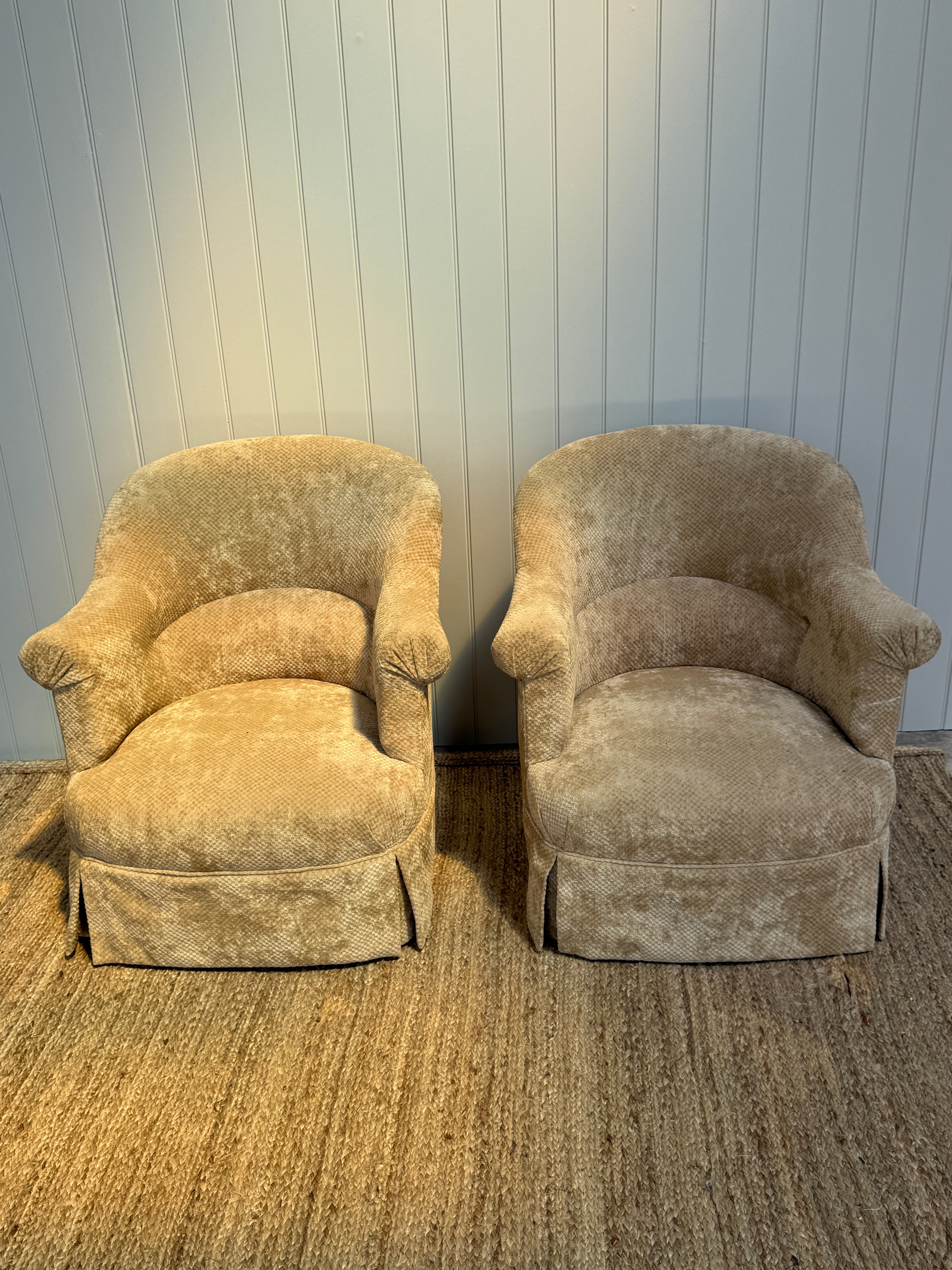 Pair of French Tub Chairs in Beige