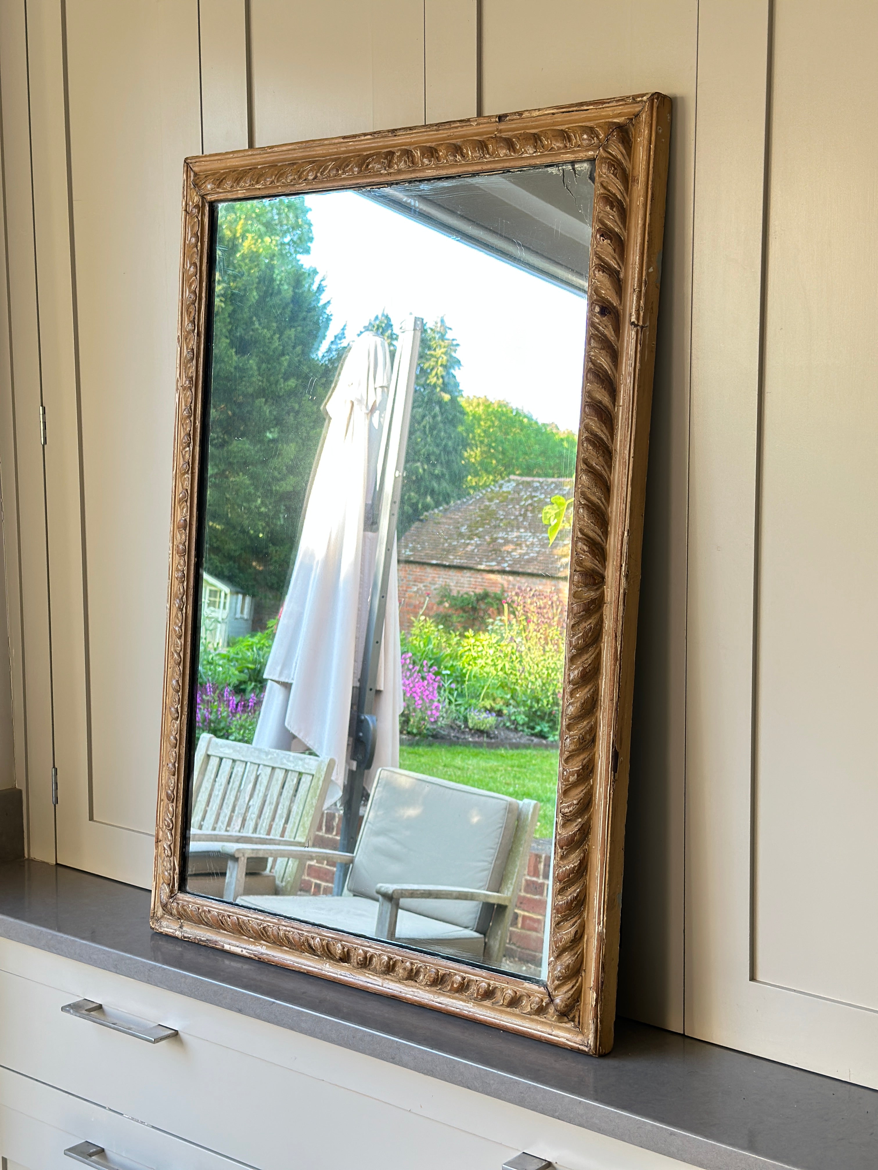 Superb large 18th Century Carved Wood Mirror