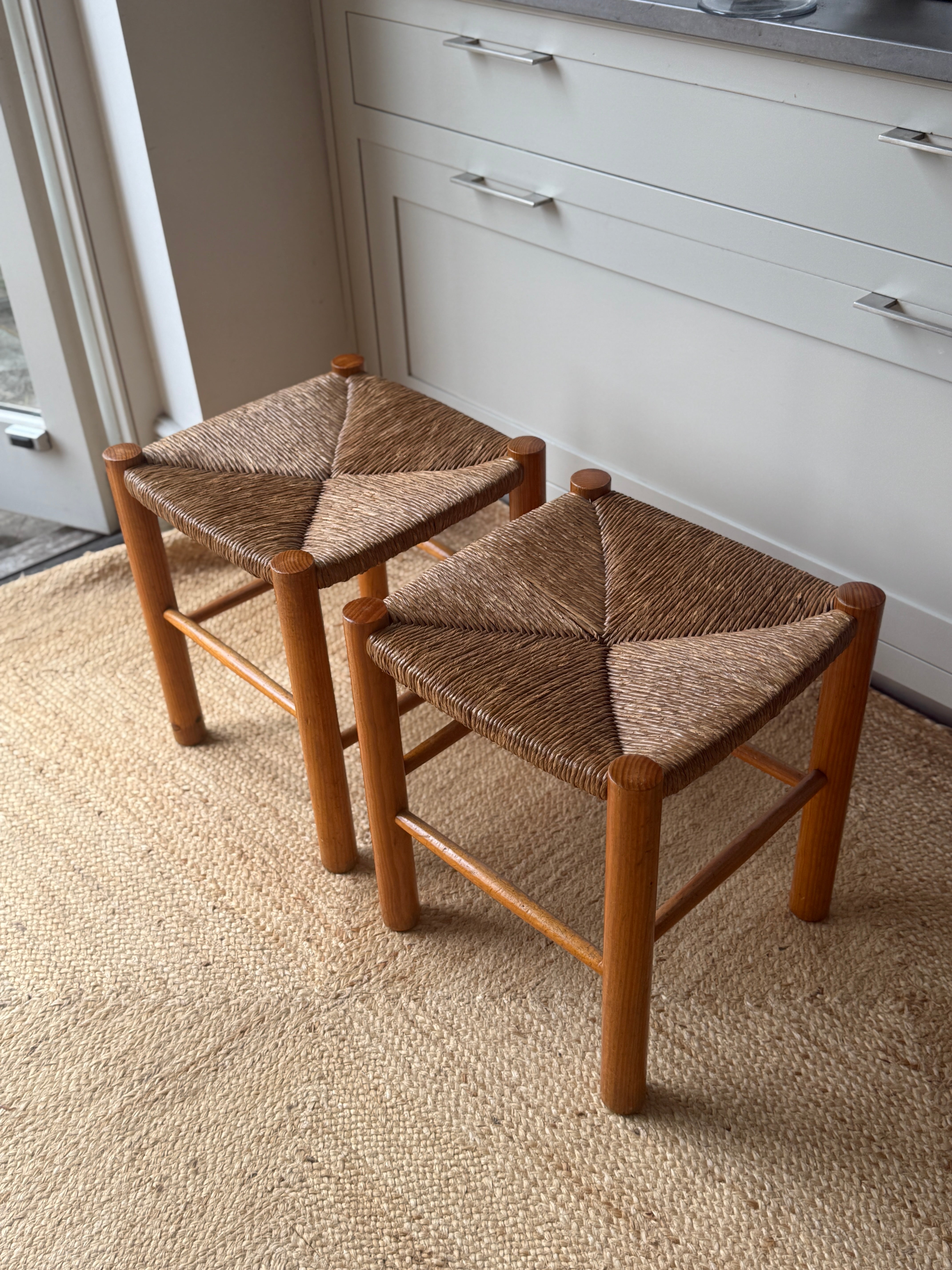 Pair of Mid Century Danish Rush Stools