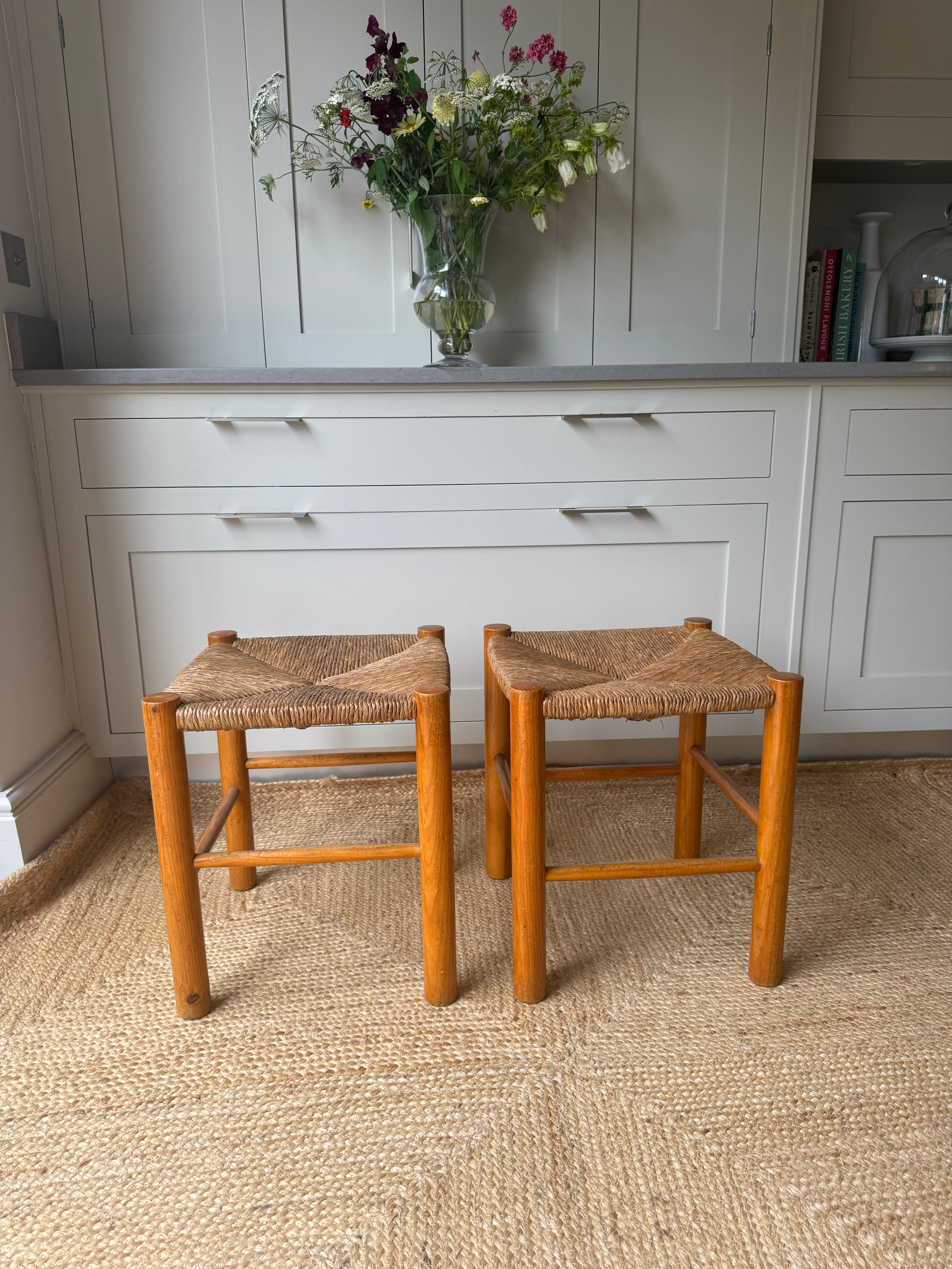 Pair of Mid Century Danish Rush Stools
