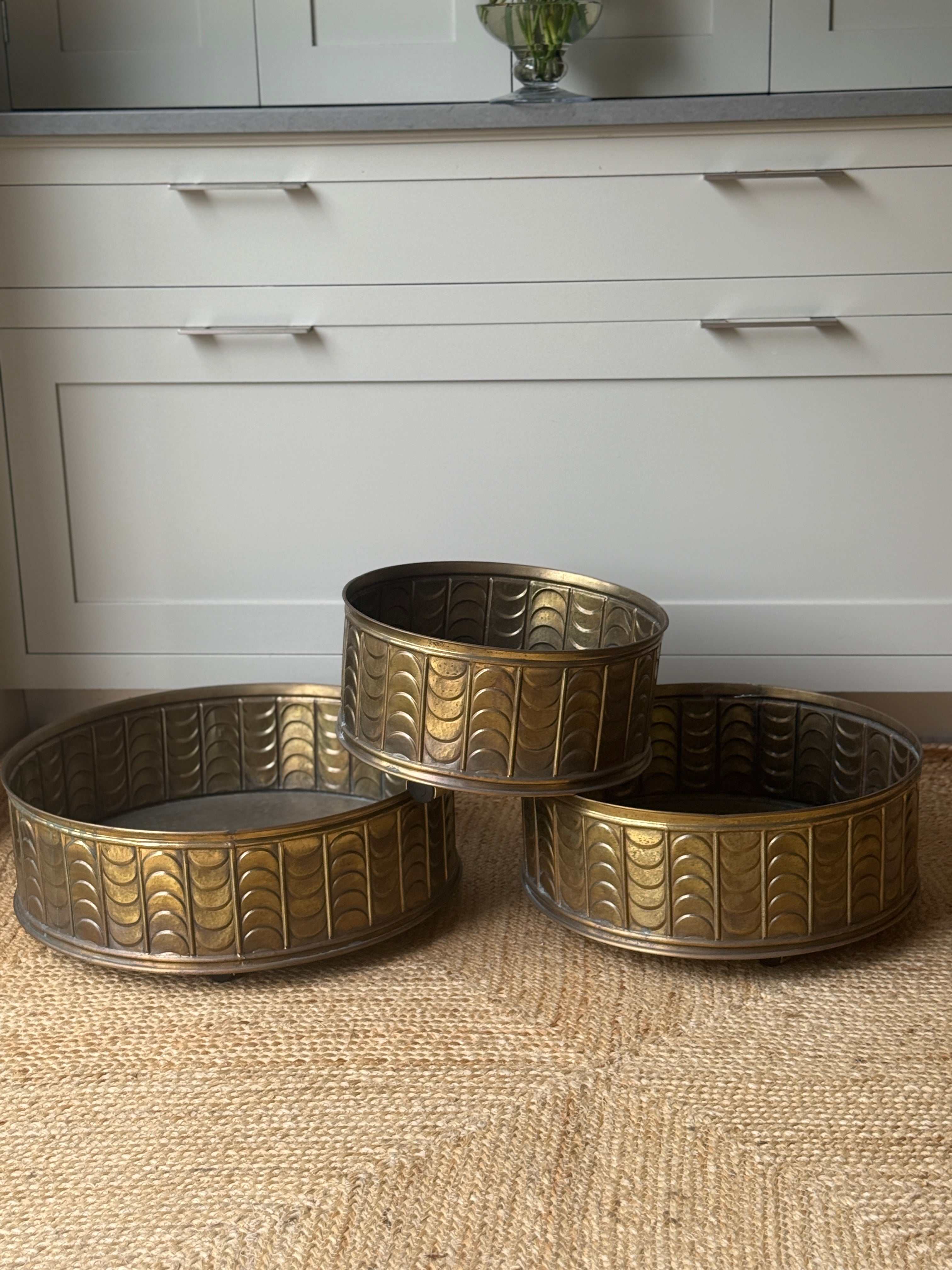 Set of 3 Brass Planters