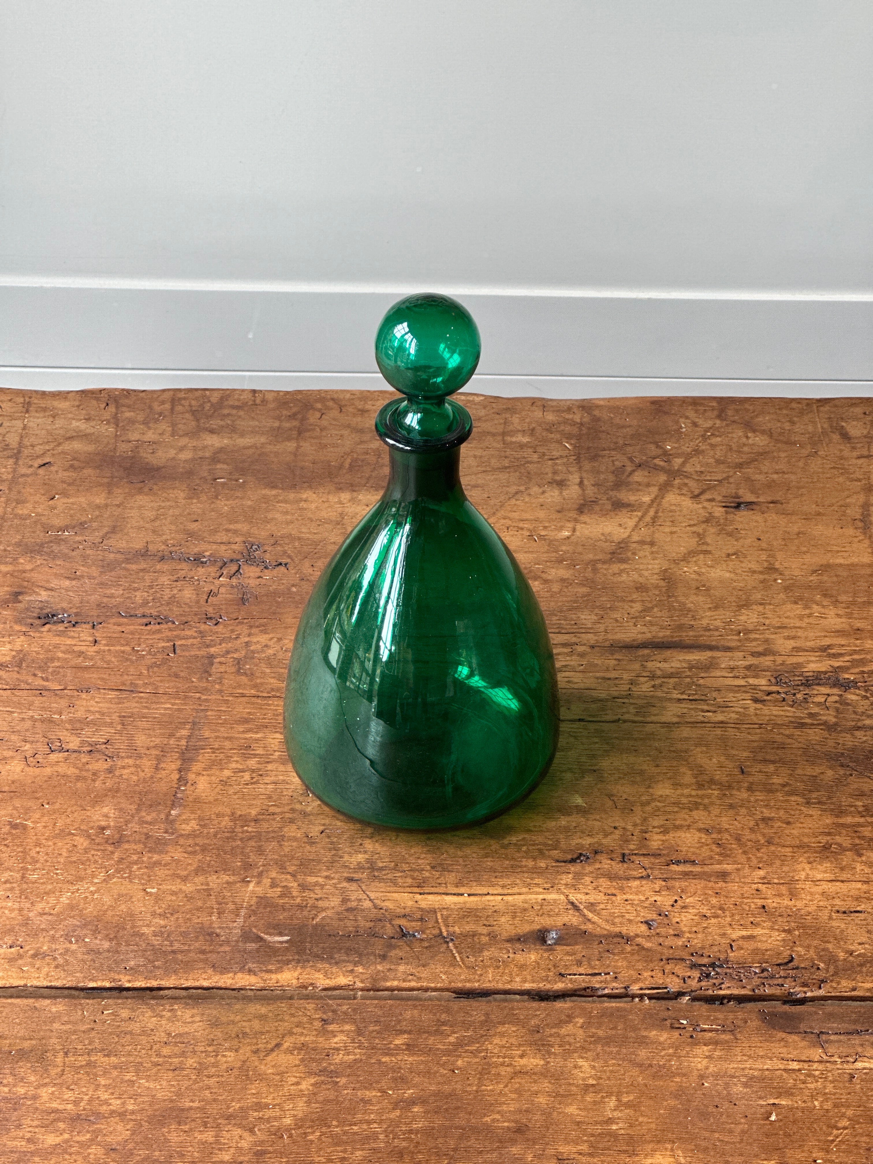 Vintage Green Glass Decanter