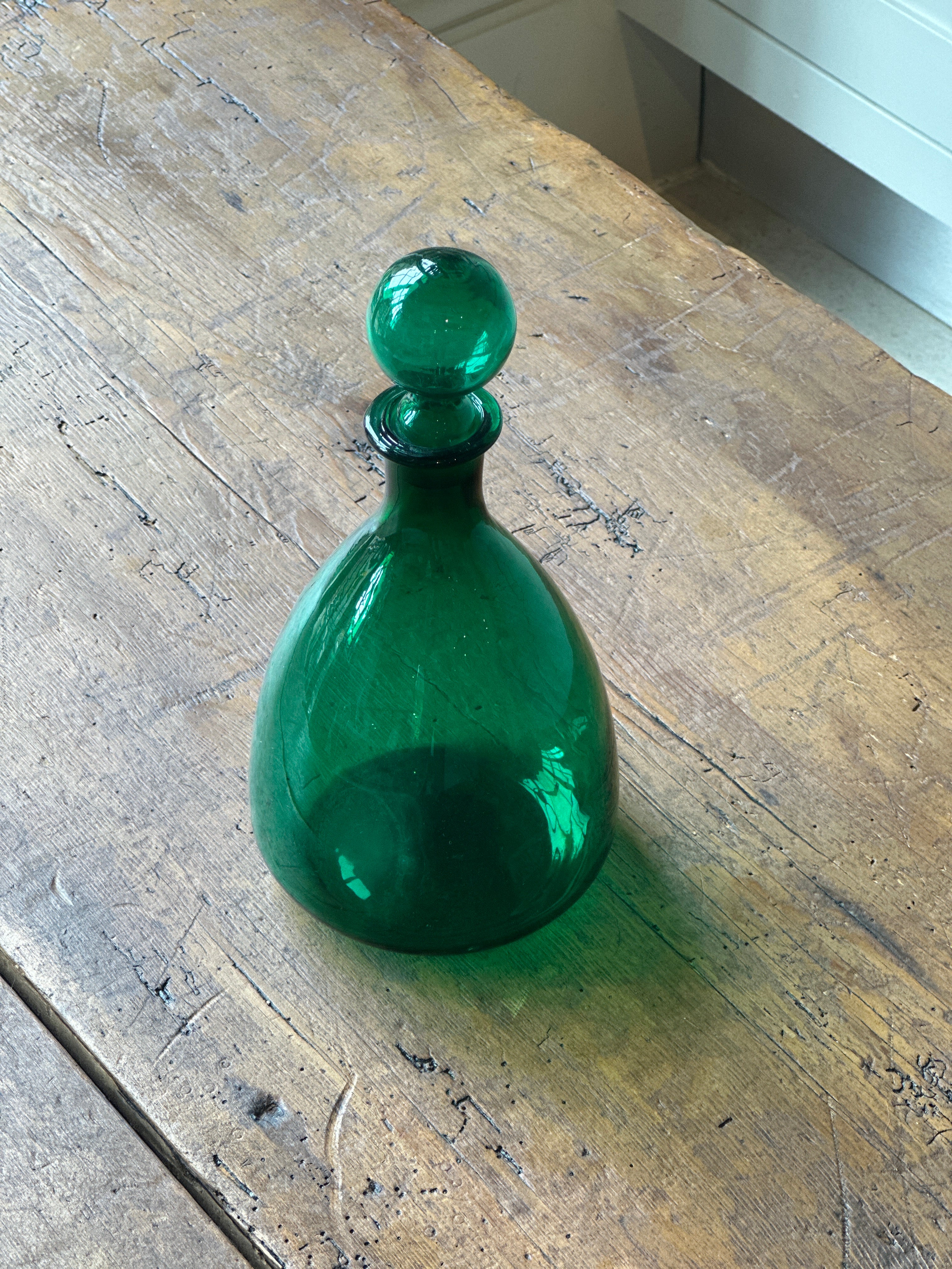 Vintage Green Glass Decanter