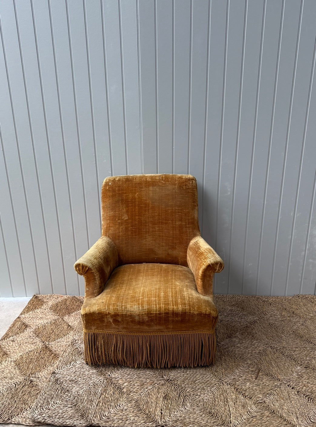 Single Square Back in Mustard Yellow Velvet