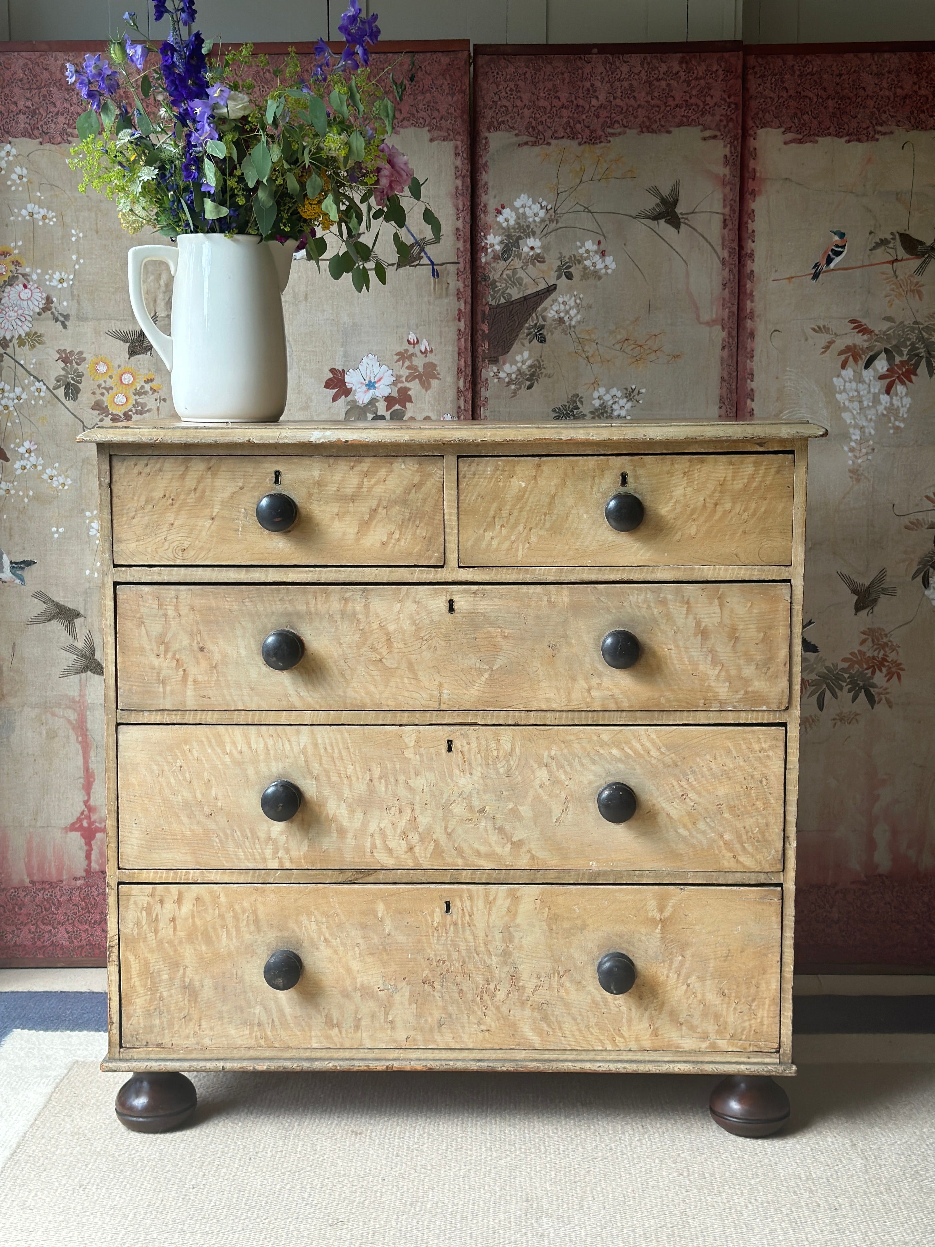 A Charming Ochre Glazed Pine Chest of Drawers