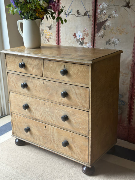 A Charming Ochre Glazed Pine Chest of Drawers