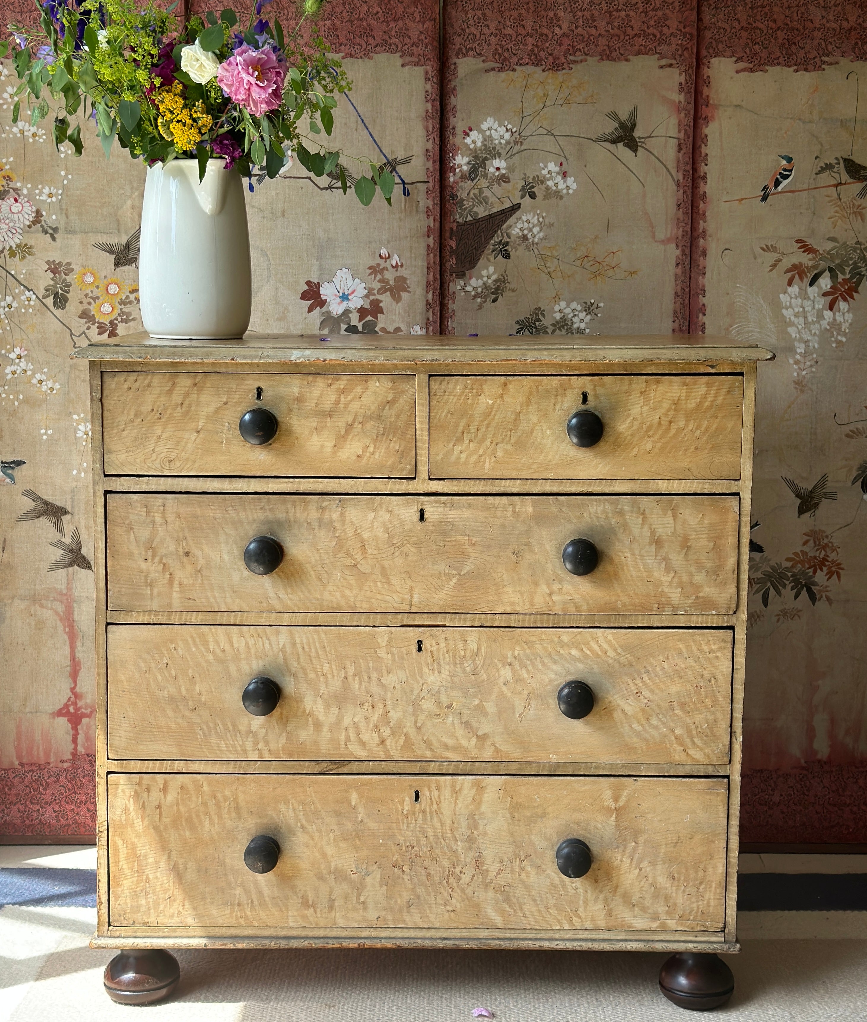 A Charming Ochre Glazed Pine Chest of Drawers