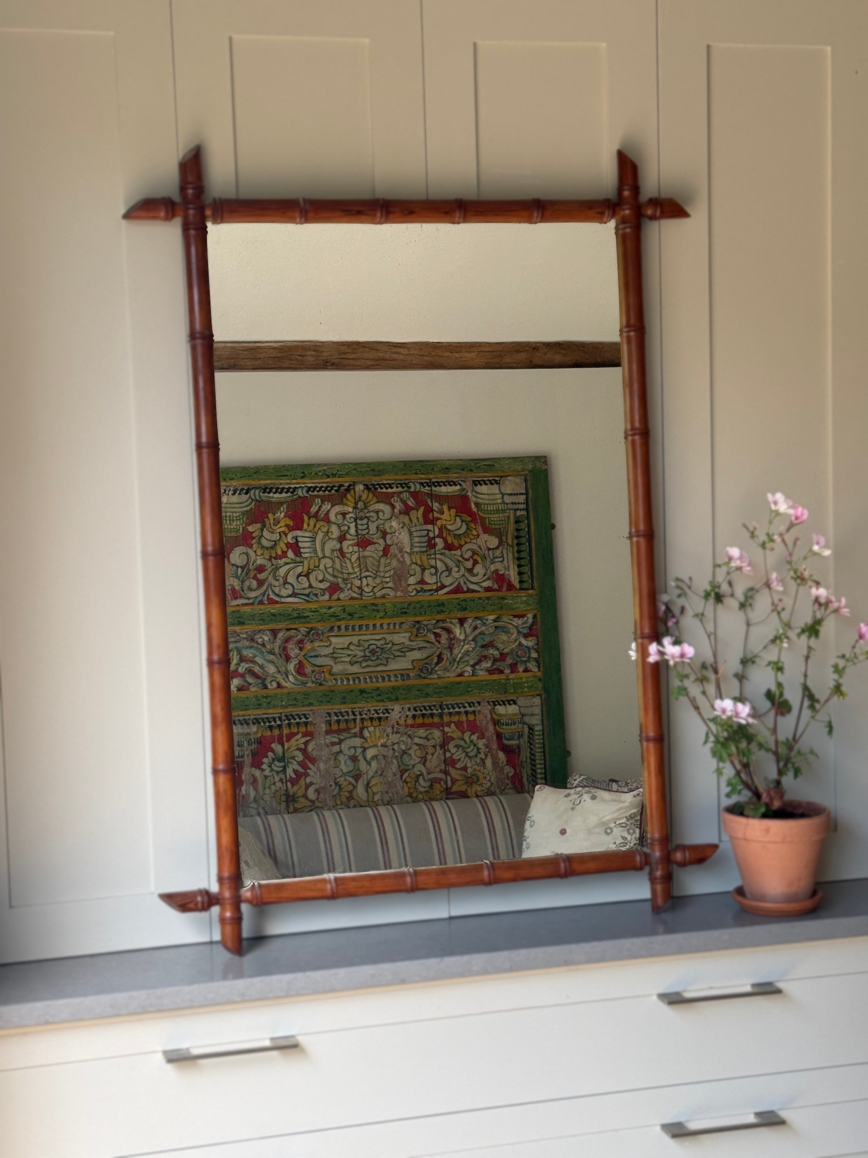 Extra Large French Faux Bamboo Mirror (108cm by 79cm)