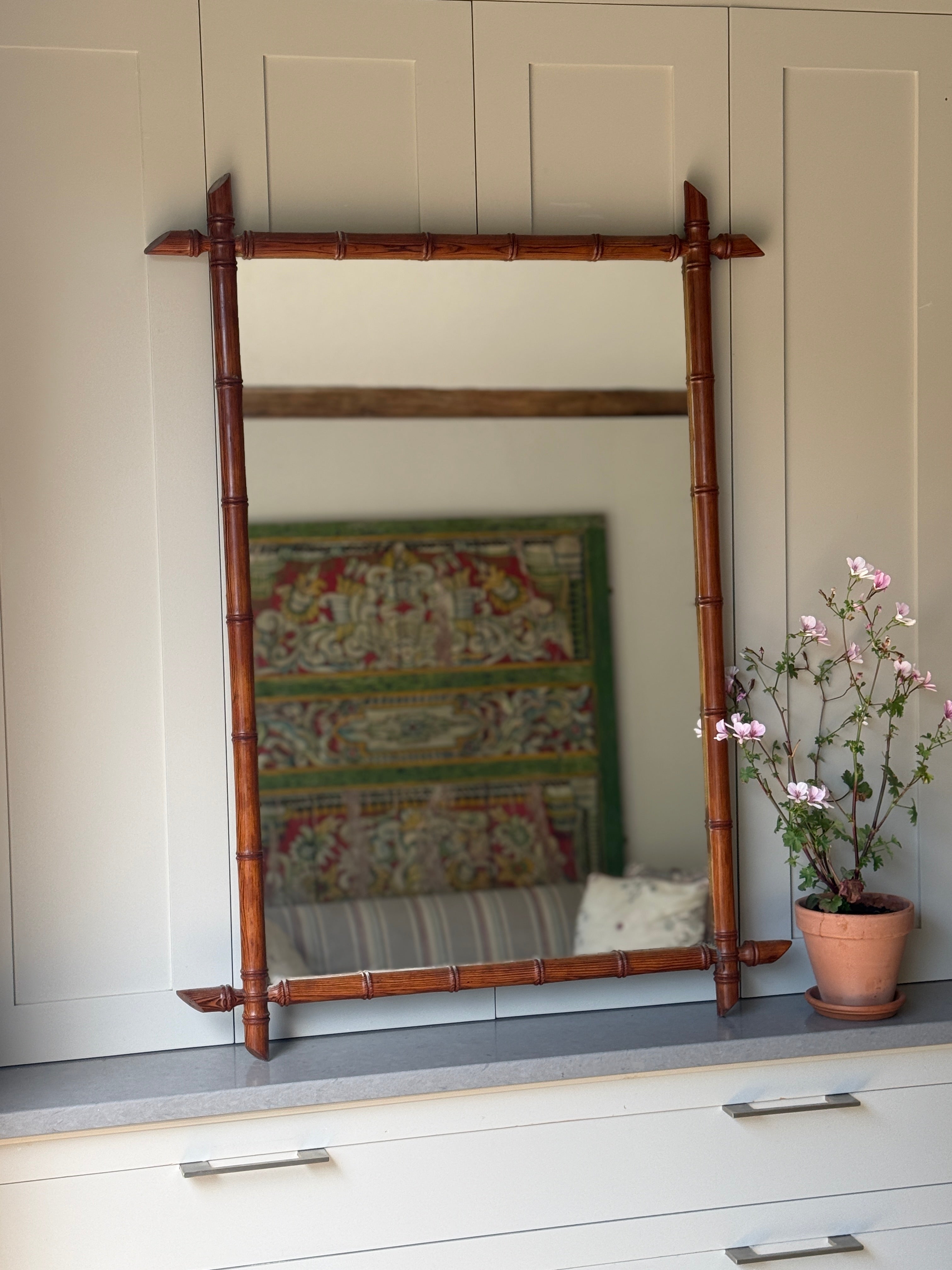 Extra Large French Faux Bamboo Mirror (108cm by 79cm)