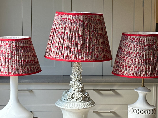 Small Dark Beige Lampshade with red flowers and red piping (14 inch) (Copy)