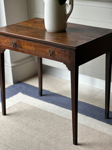 Georgian Oak Side Table/Desk with Tapered Legs