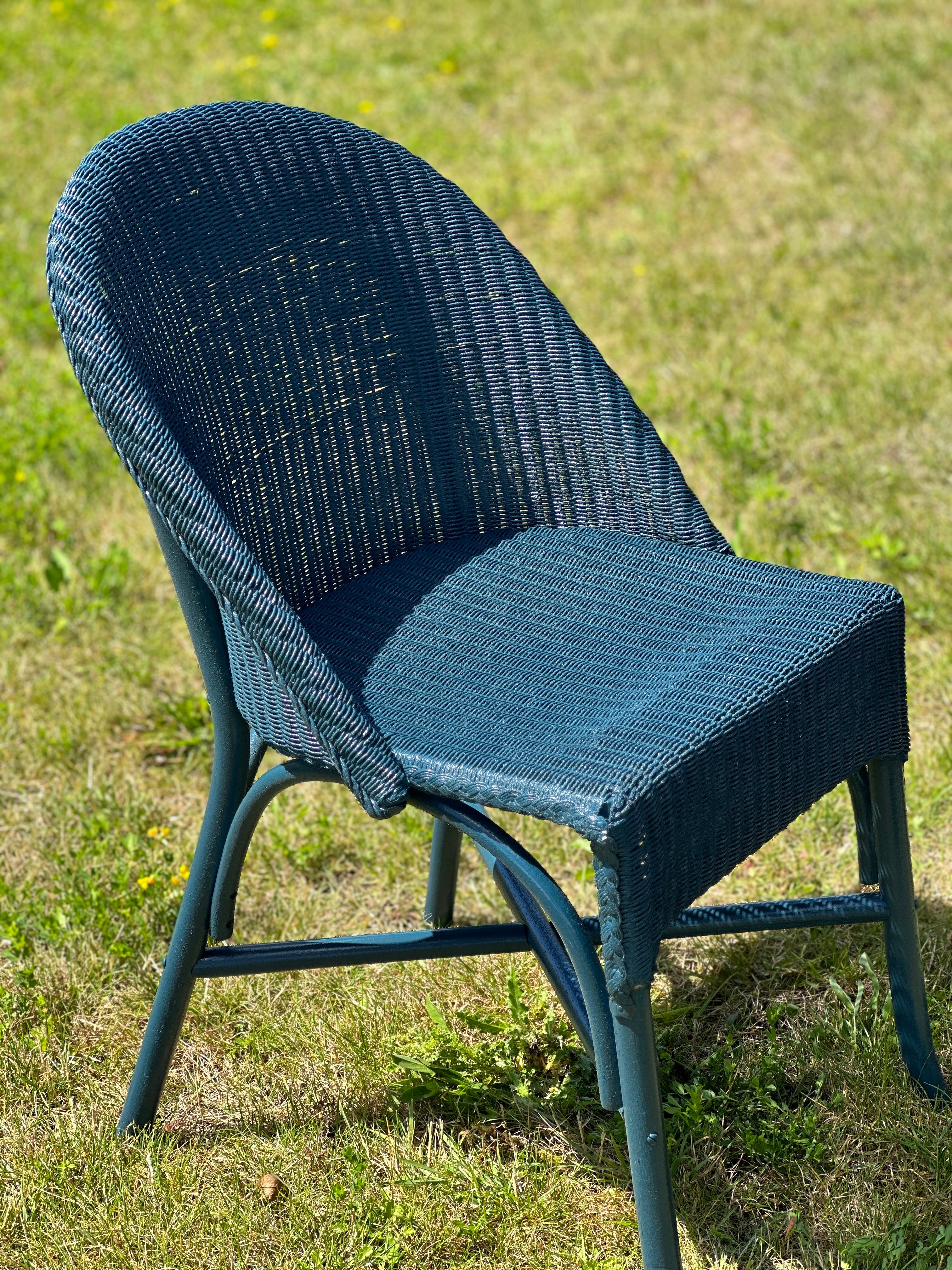 A Set of 8 Vintage Lloyd Loom ‘Lusty’ Chairs in F&B Hague Blue