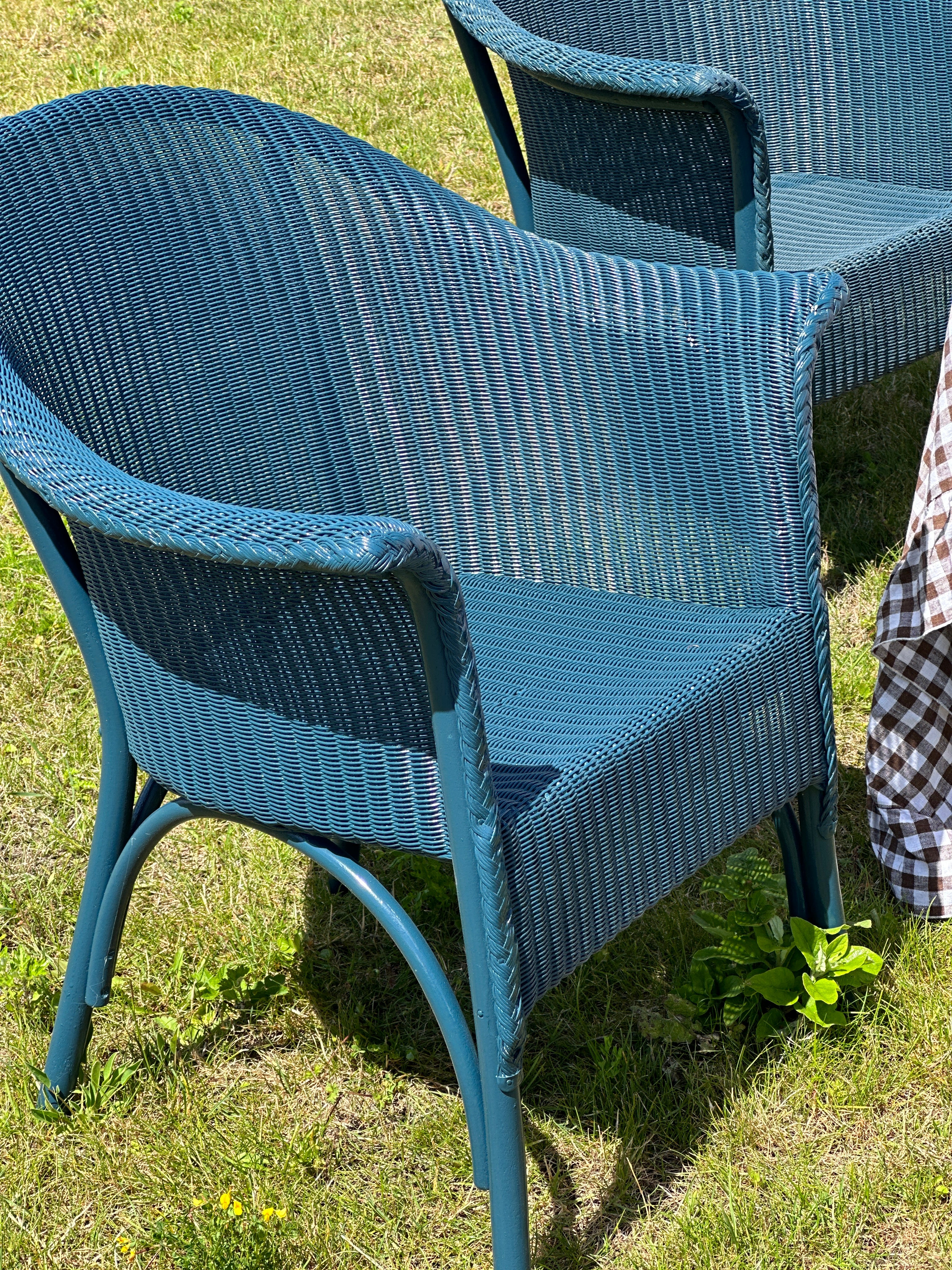 A Set of 8 Vintage Lloyd Loom ‘Lusty’ Chairs in F&B Hague Blue