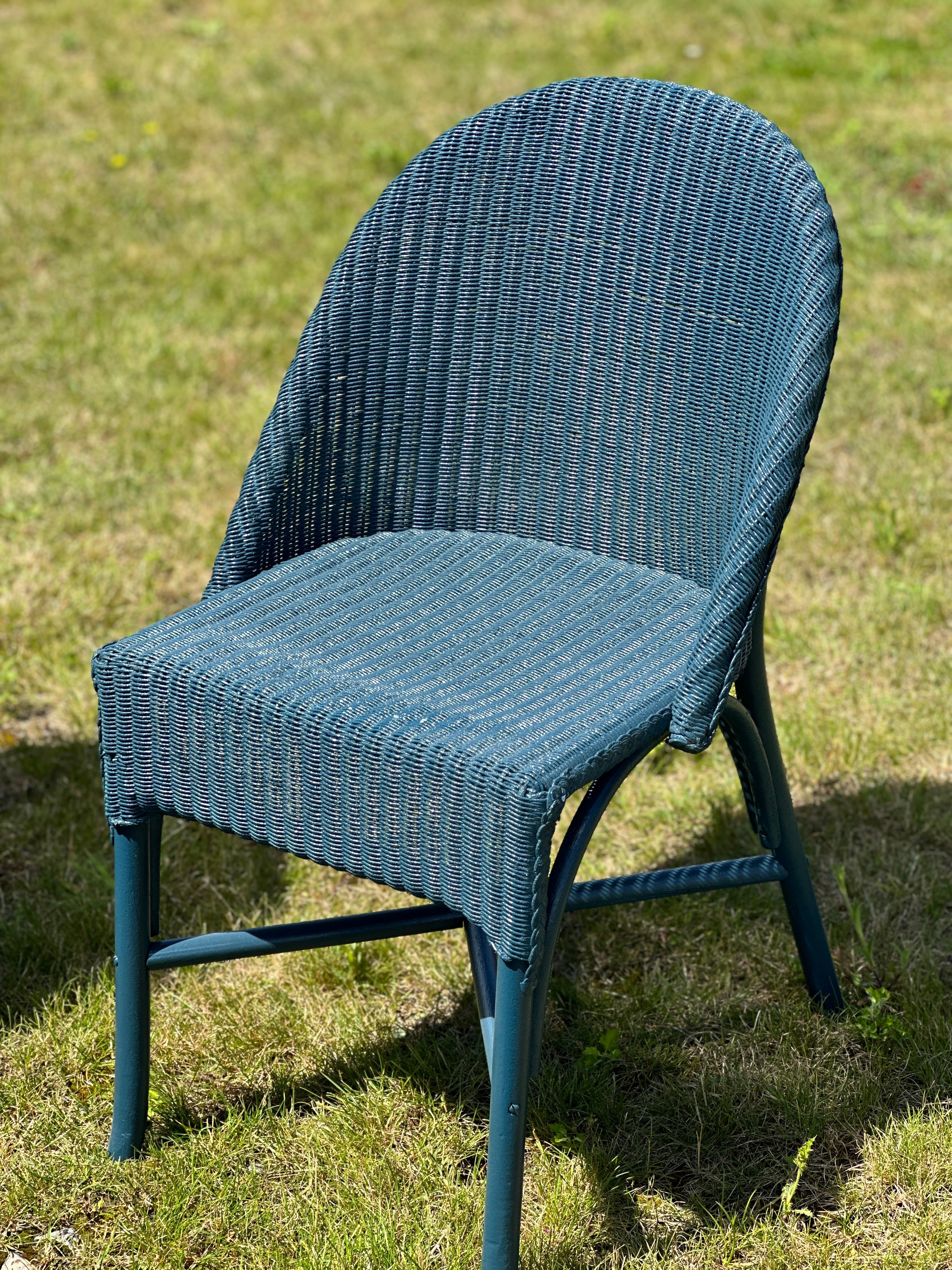 A Set of 8 Vintage Lloyd Loom ‘Lusty’ Chairs in F&B Hague Blue