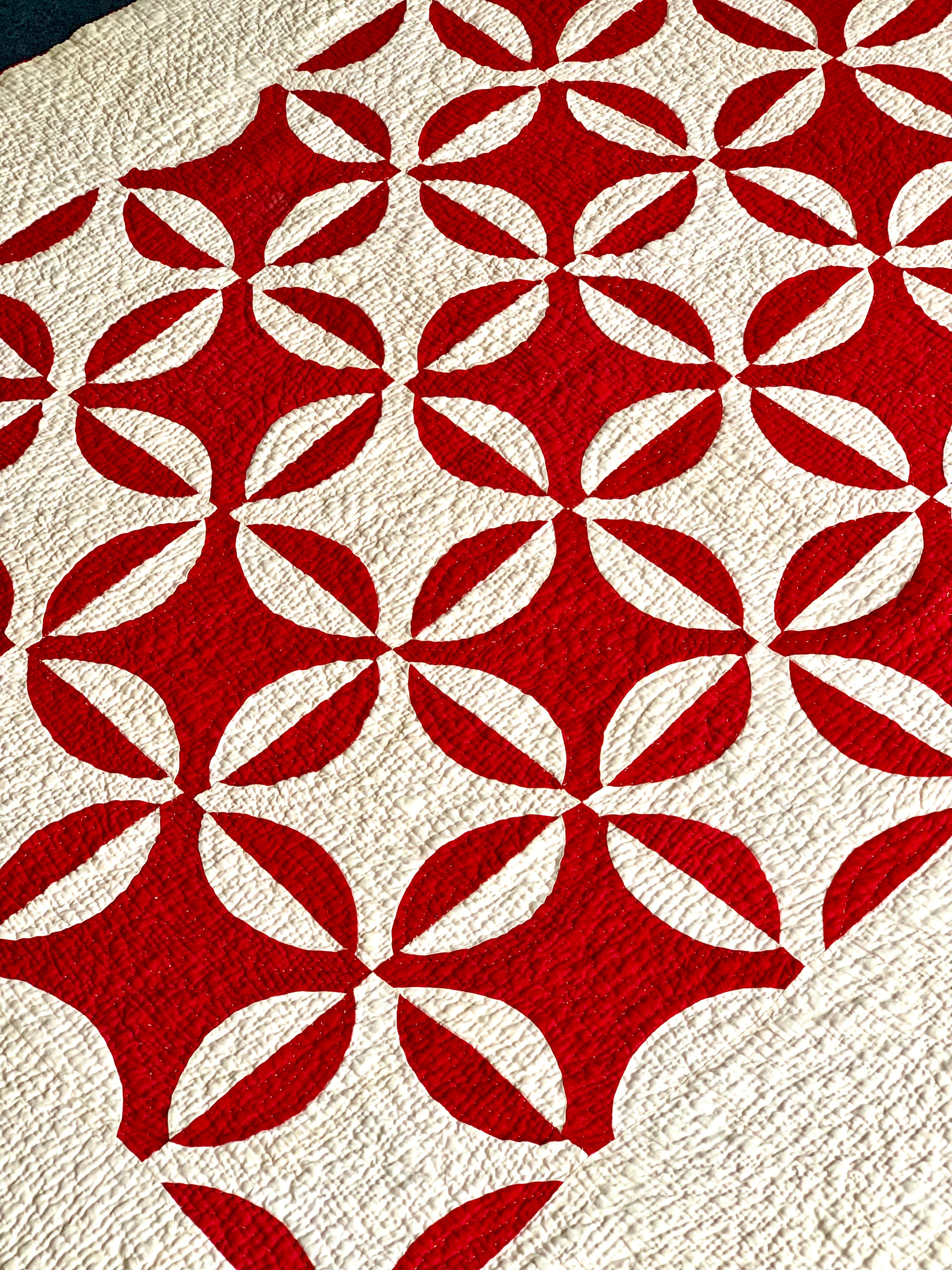 Antique Red and White American Quilt circa 1860