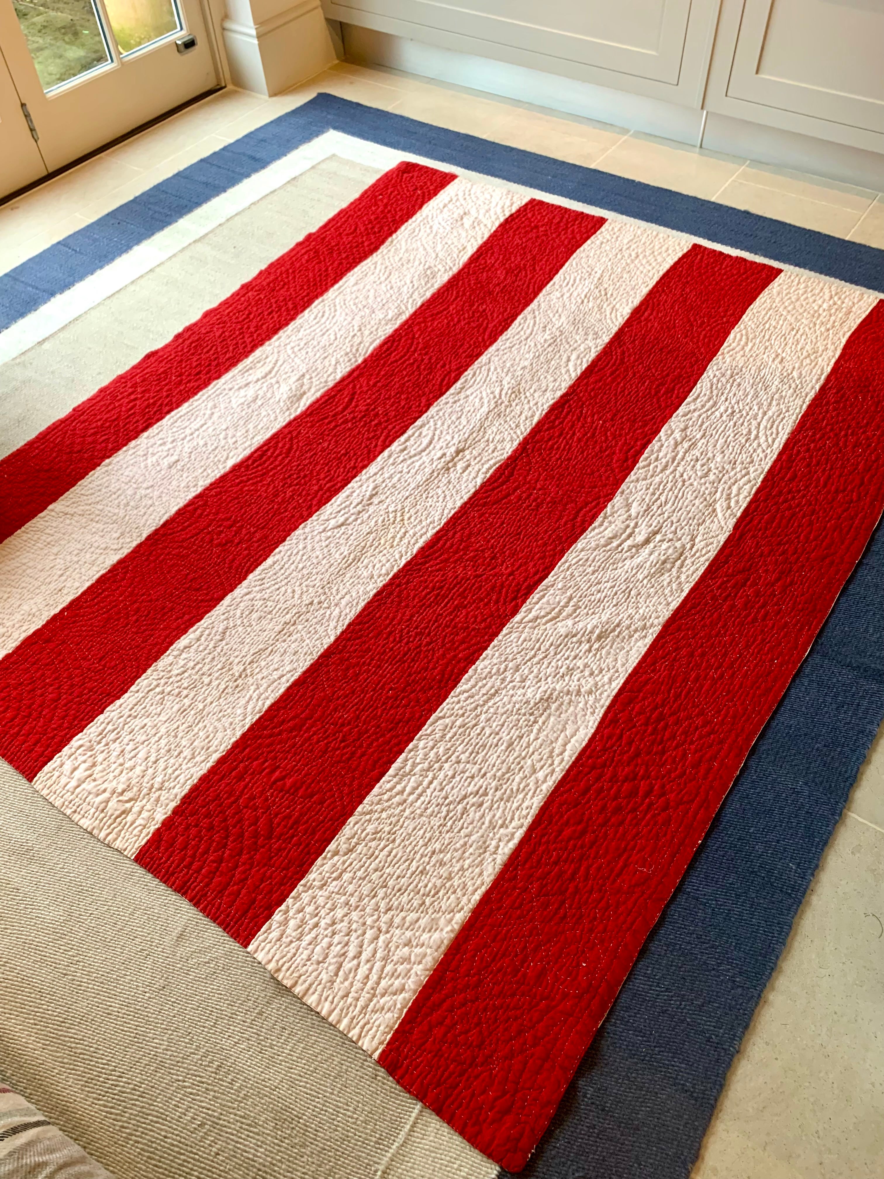 Antique Red and White American Quilt circa 1860