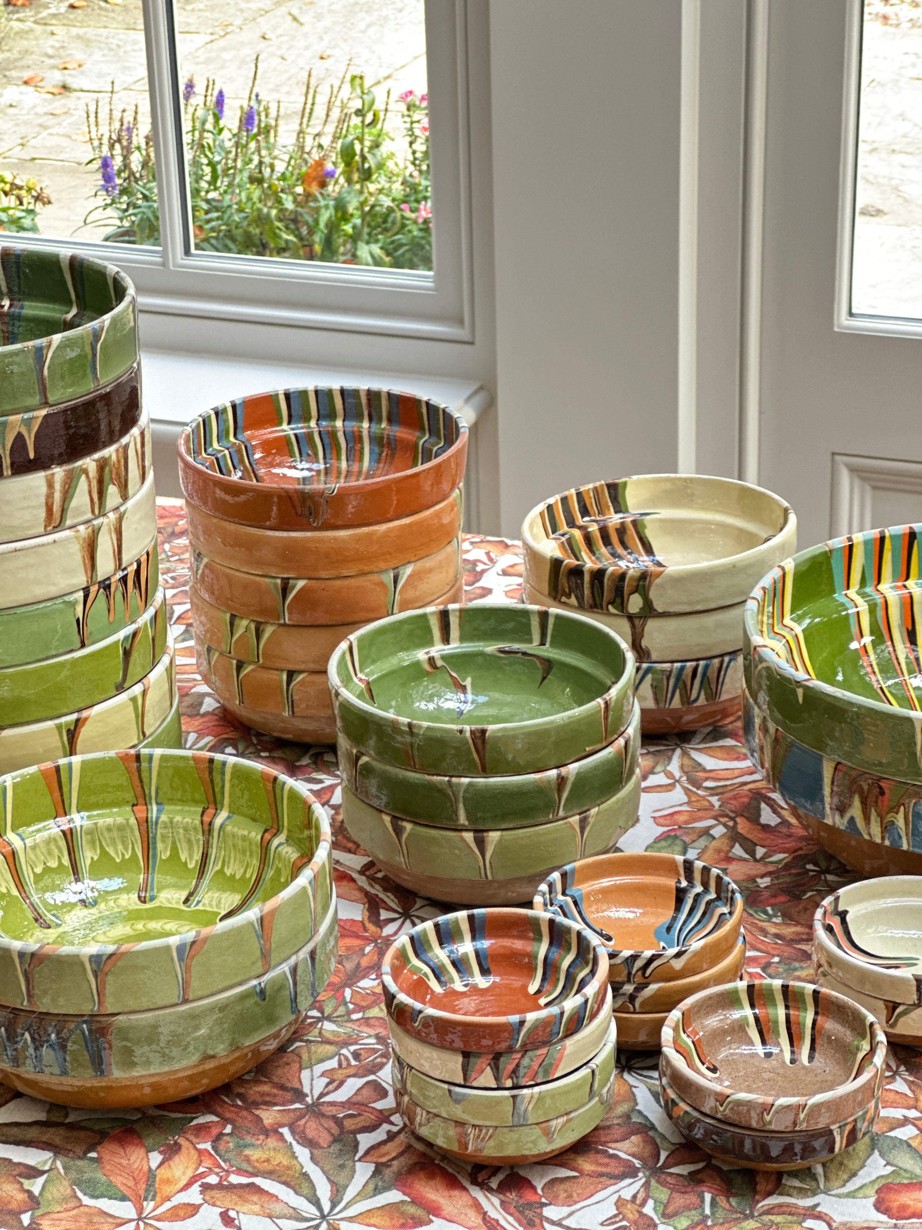 Romanian Terracotta Slipware Bowls  Extra Small 10cm Dipping Bowls