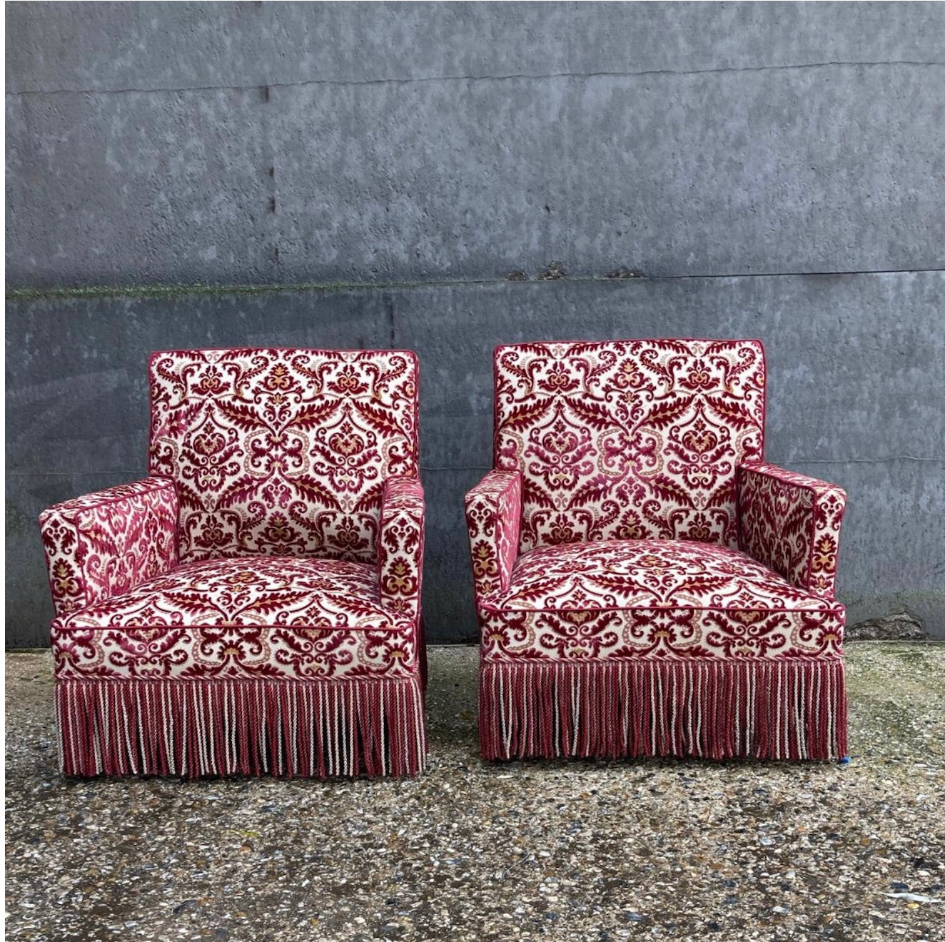 Pair of Large Napoleon III Squareback Armchairs