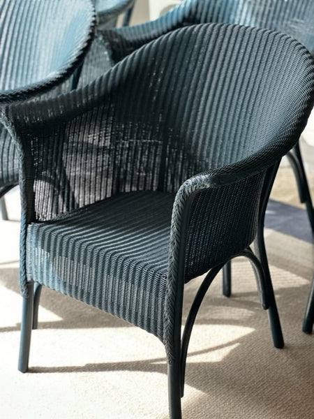 A Set of 8 Vintage Lloyd Loom ‘Lusty’ Chairs in F&B Hague Blue