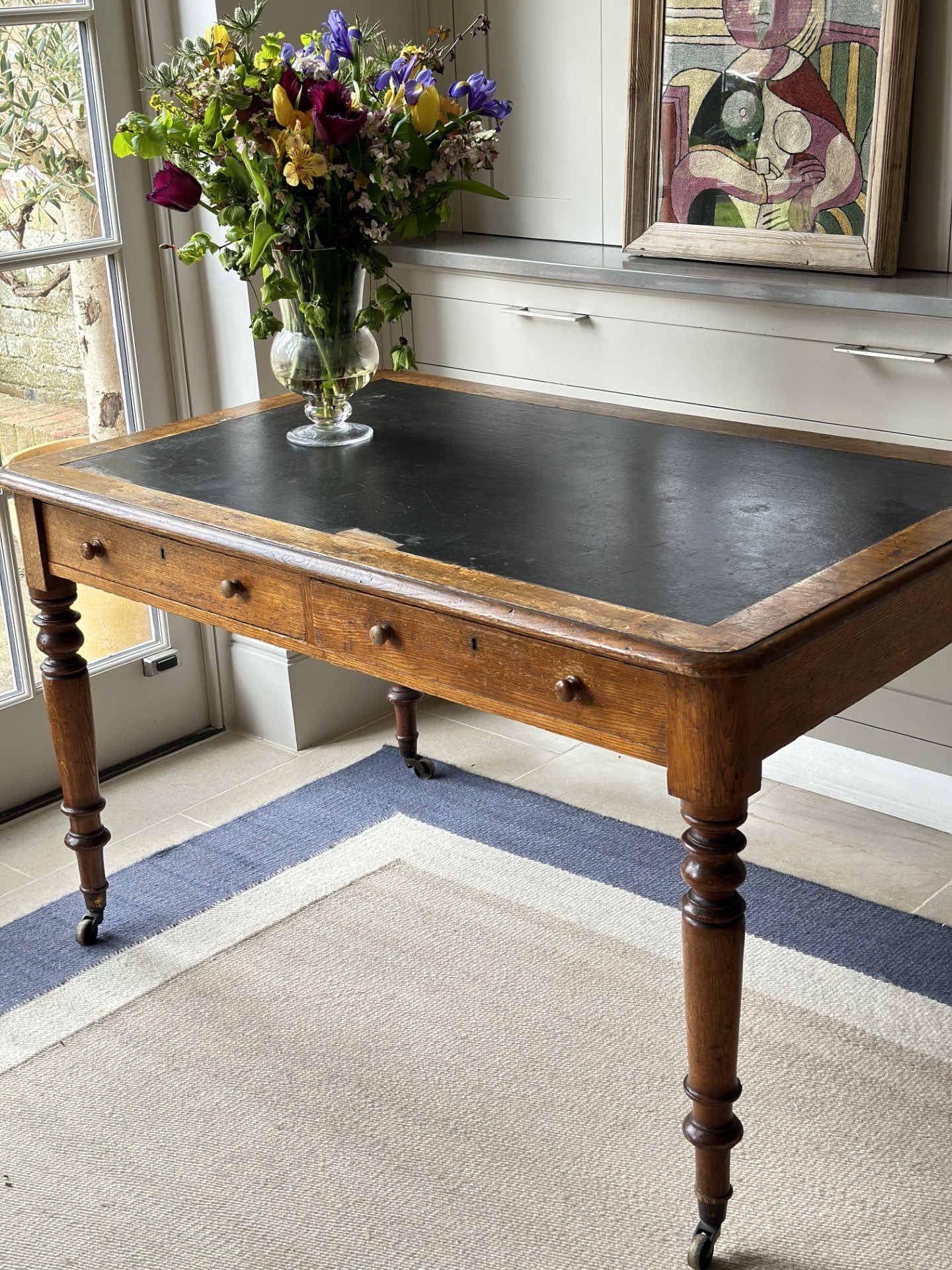 Oak Leather Top Desk