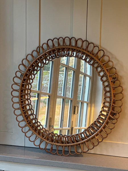 Large Round Abini Cane Mirror