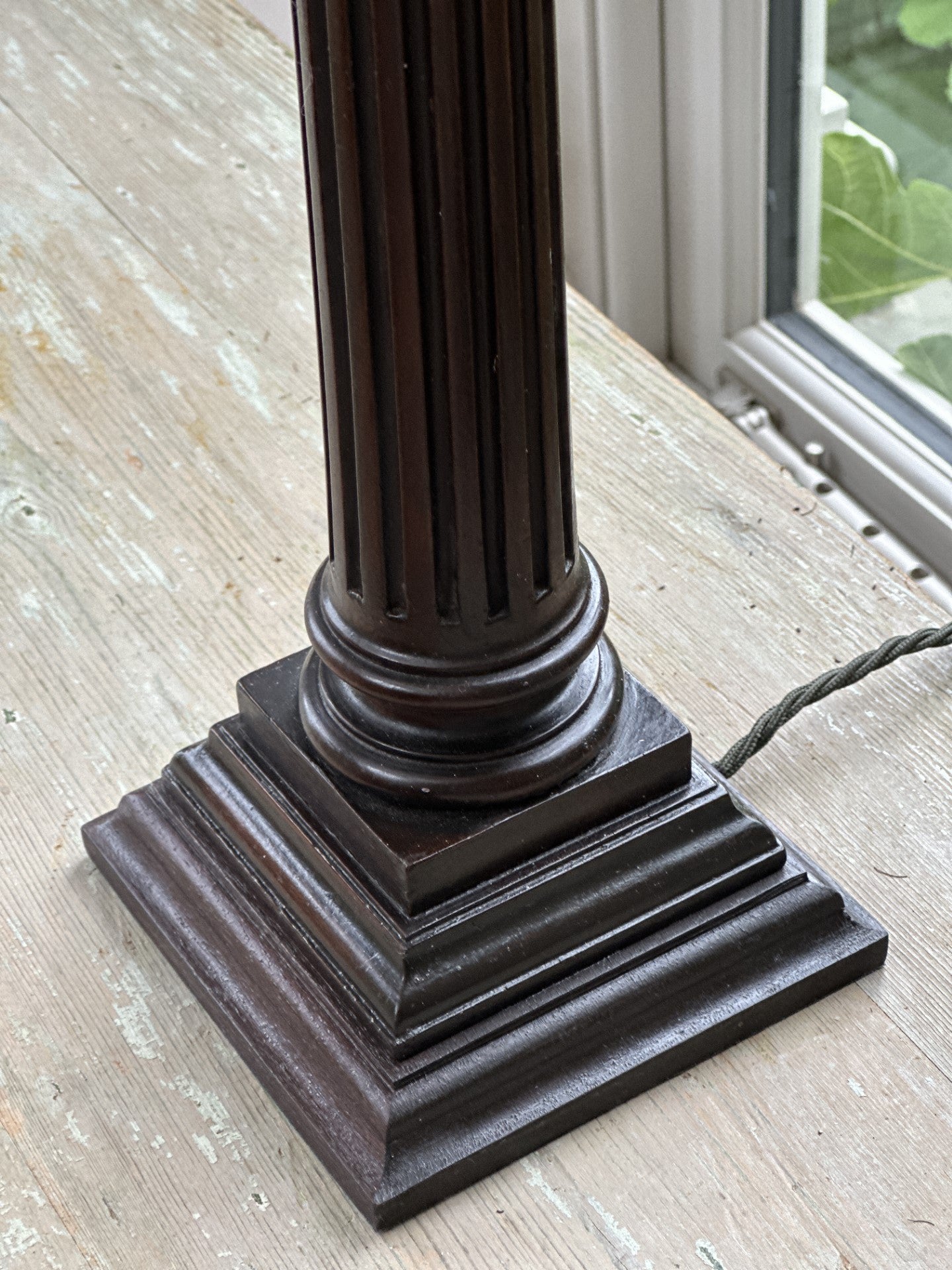 Pair of Converted Mahogany Column Lamps