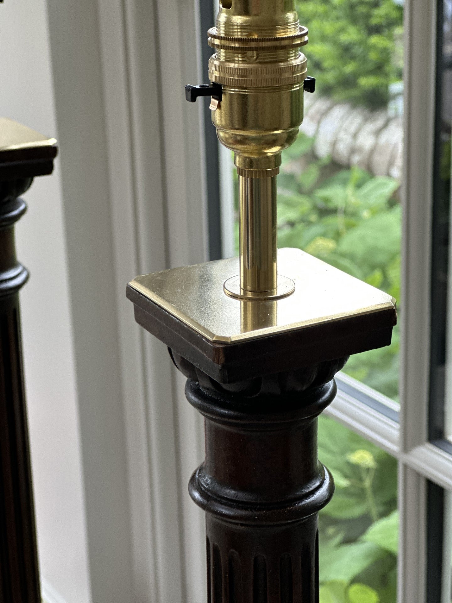 Pair of Converted Mahogany Column Lamps