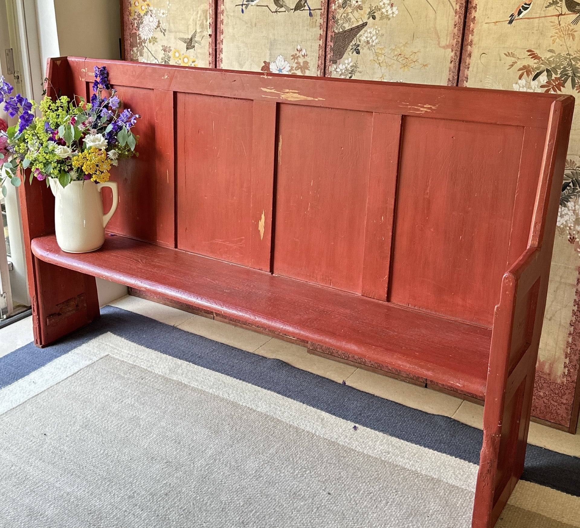 Red Welsh Settle with Original Paint