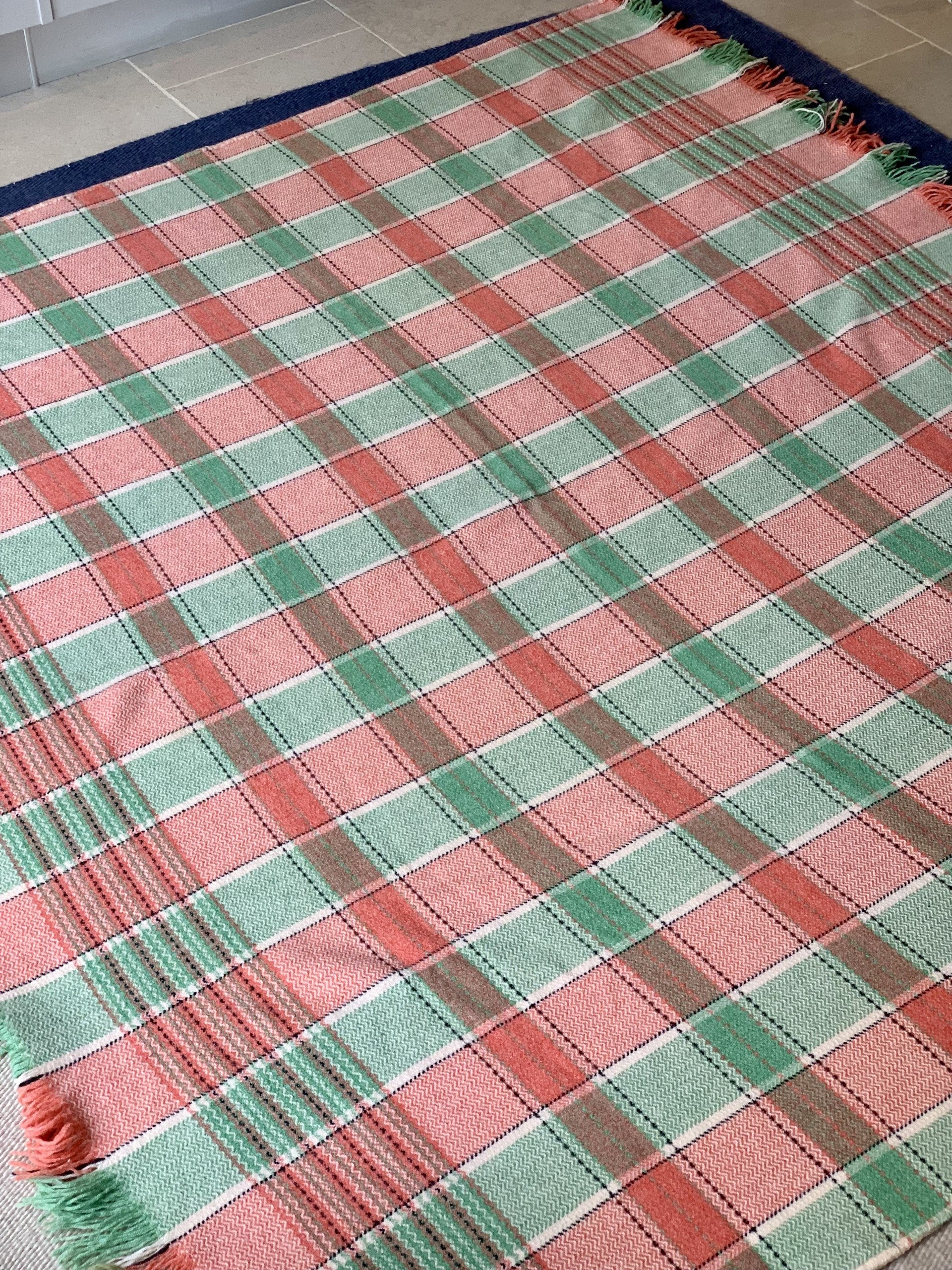 Large Pink and Green Welsh Blanket