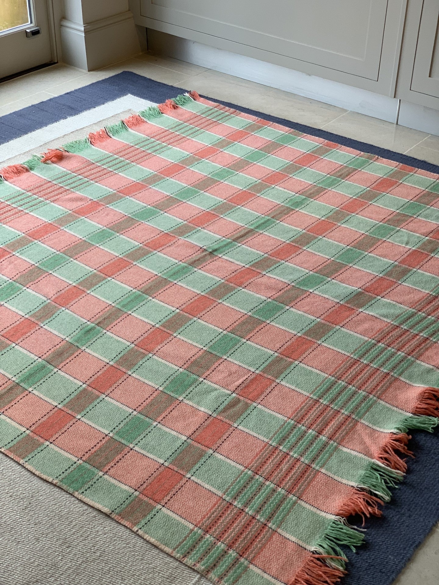 Large Pink and Green Welsh Blanket