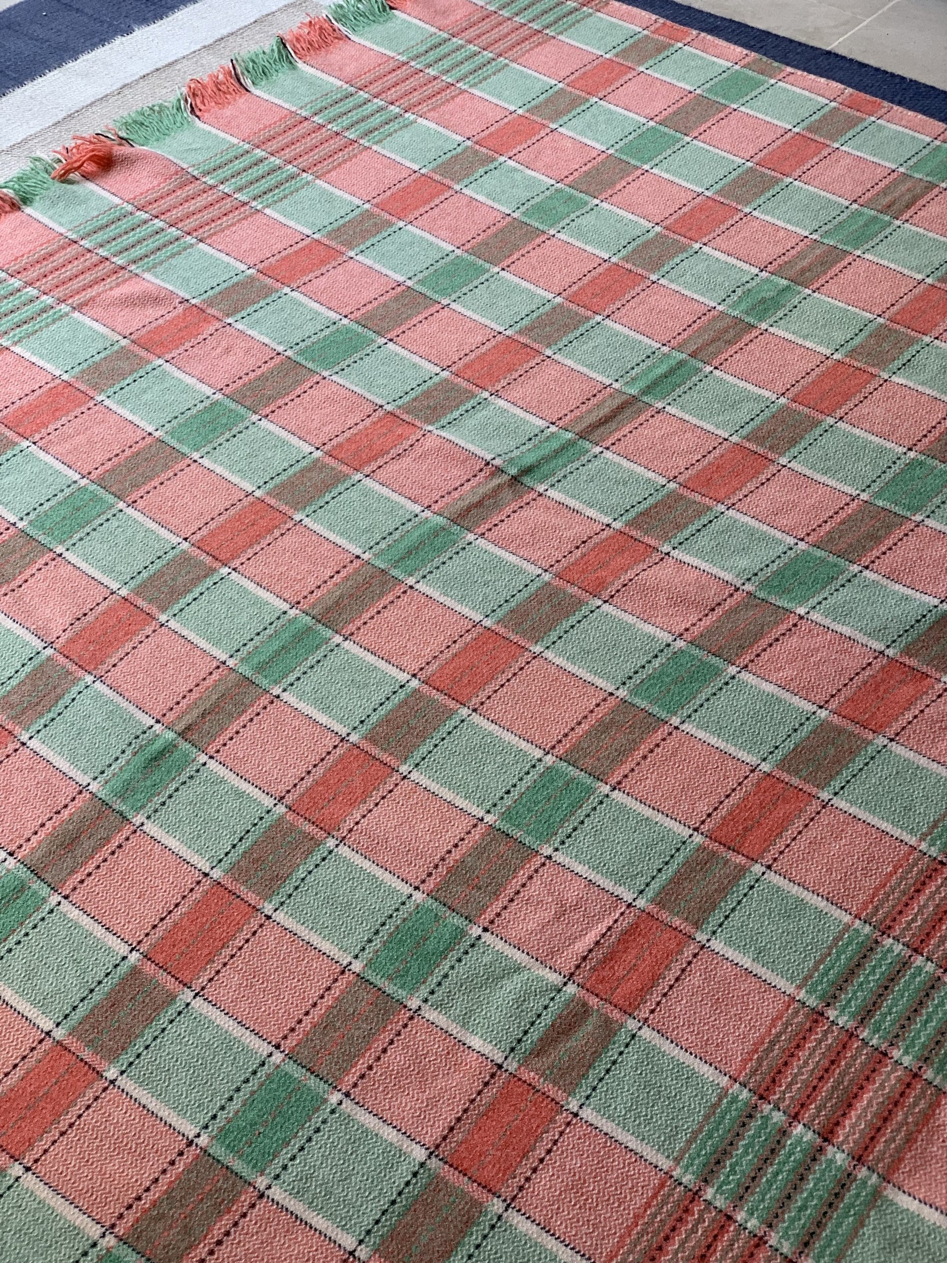 Large Pink and Green Welsh Blanket