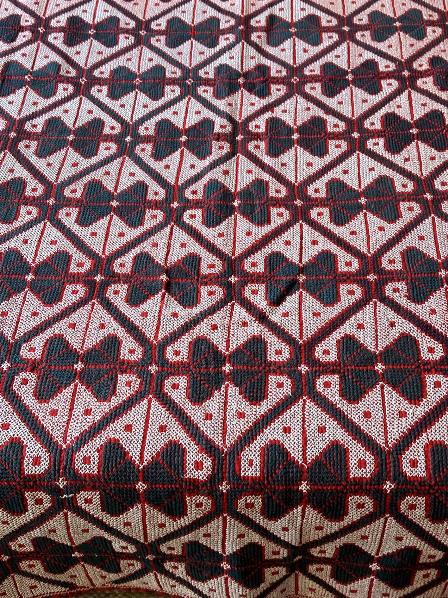 Sindhi Rald Bangladesh Blankets (Red and White with blue bows)