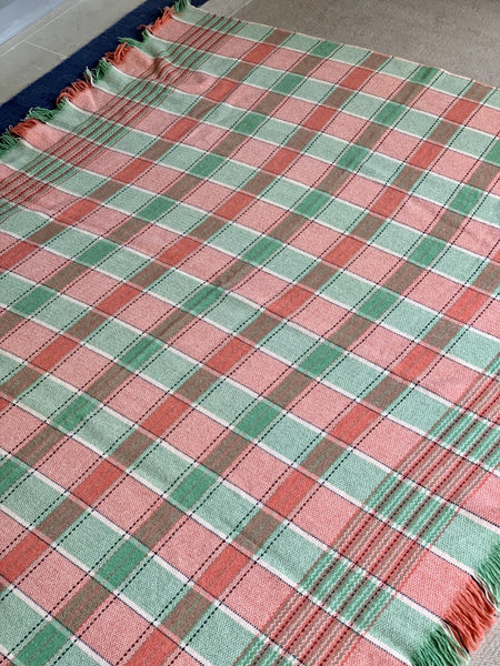 Large Pink and Green Welsh Blanket