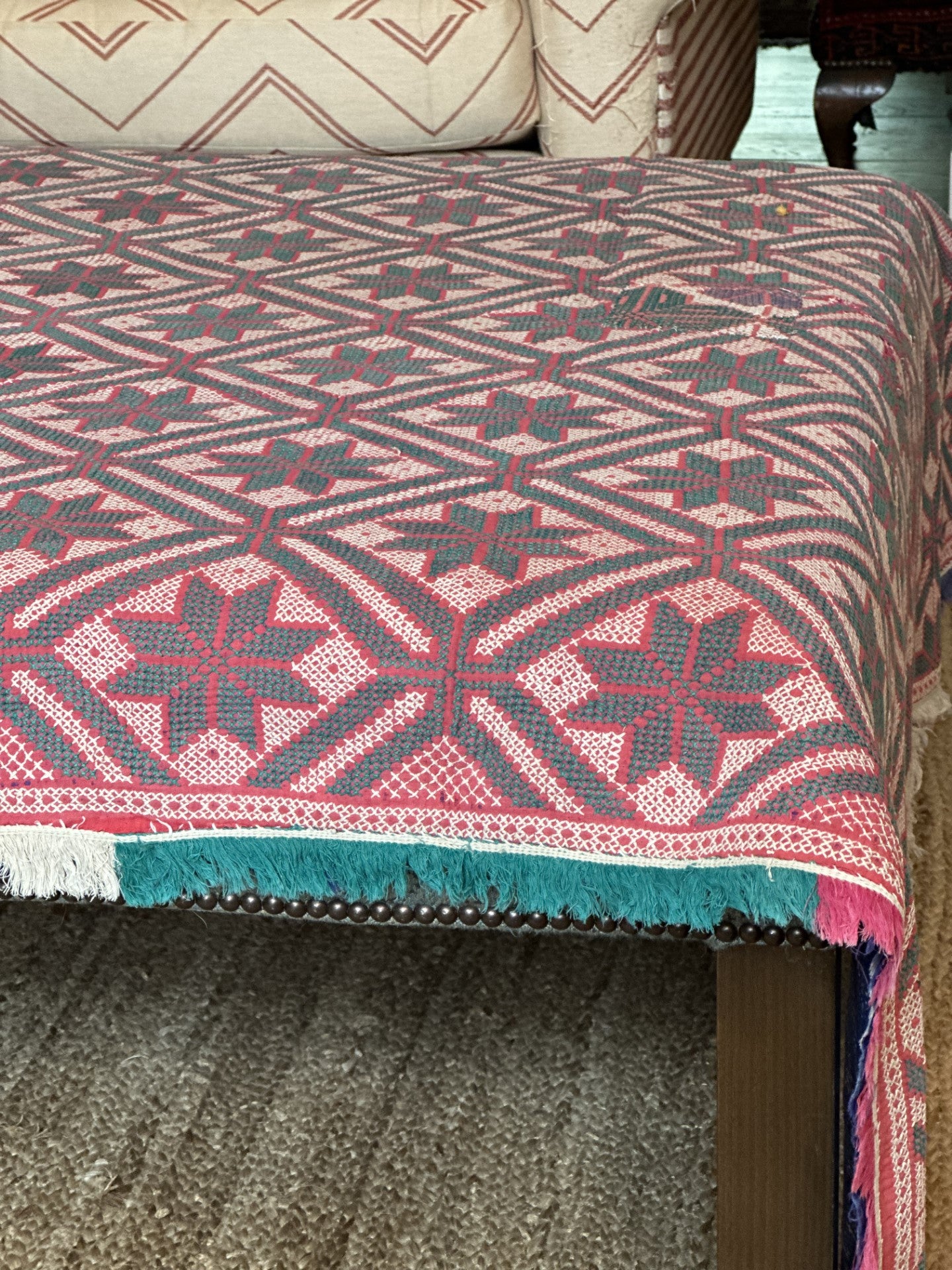 Sindhi Rald Bangladesh Blankets (Pink and Green with Stars)