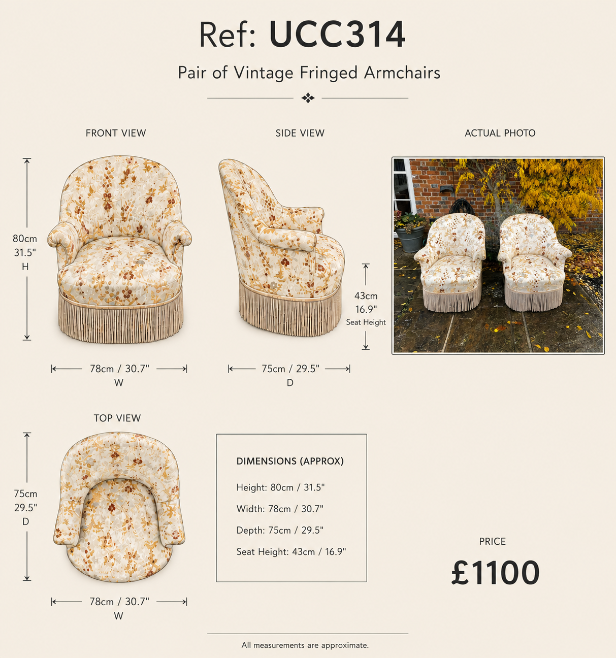 Pair of French Silk Tub Chairs with Tassels — specification