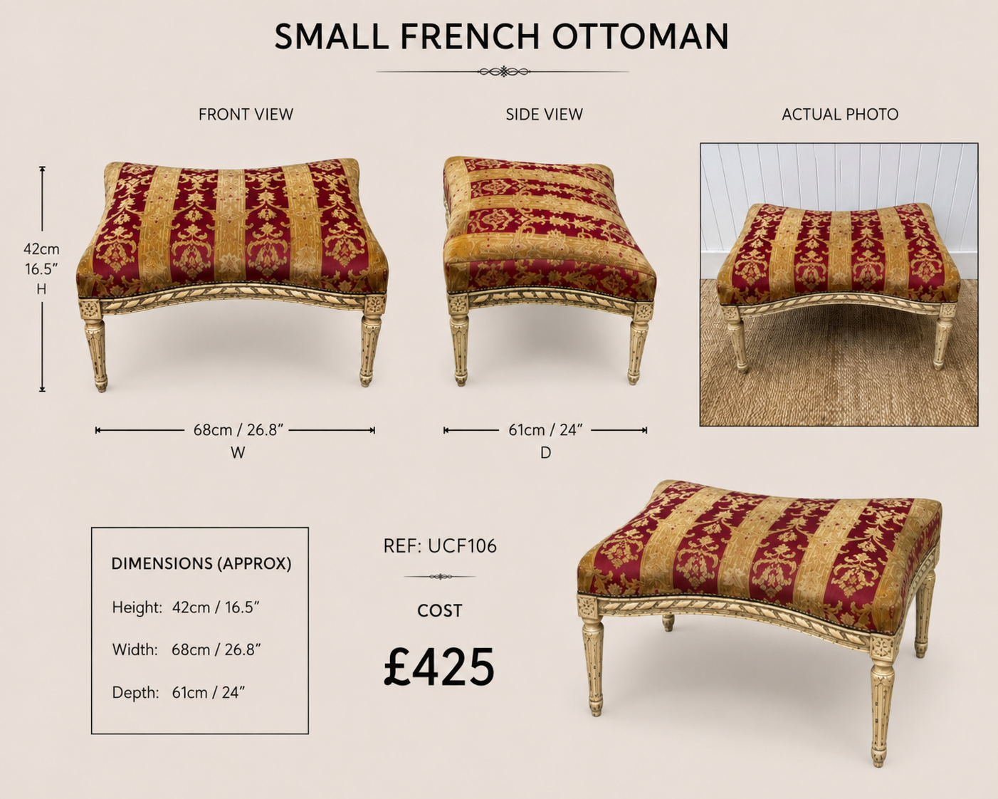 Small French Ottoman — specification