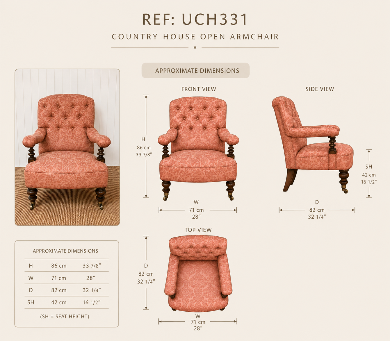 Country House Open Armchair — specification