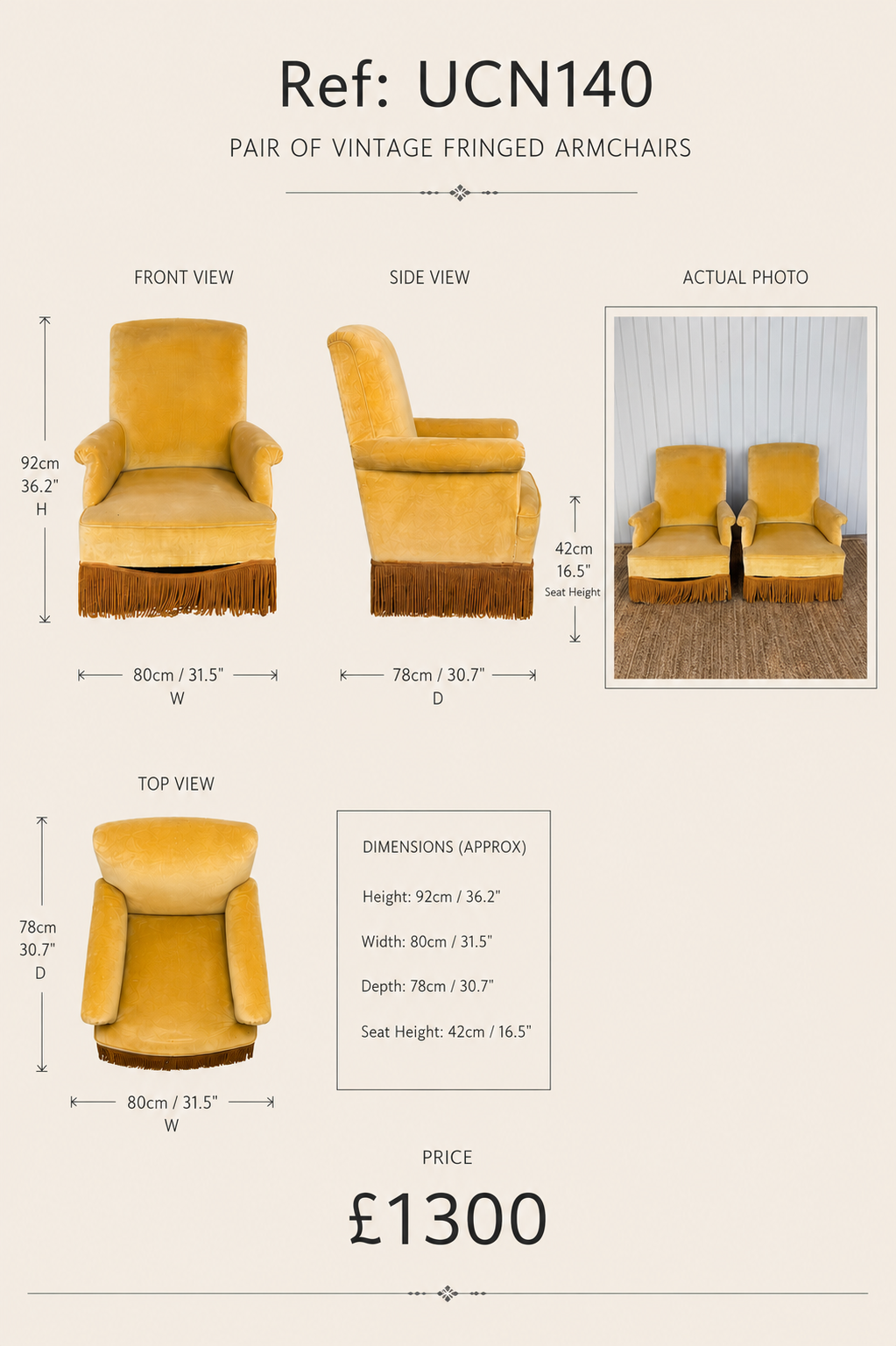 Pair of Large Yellow Velvet Squareback Armchairs — specification