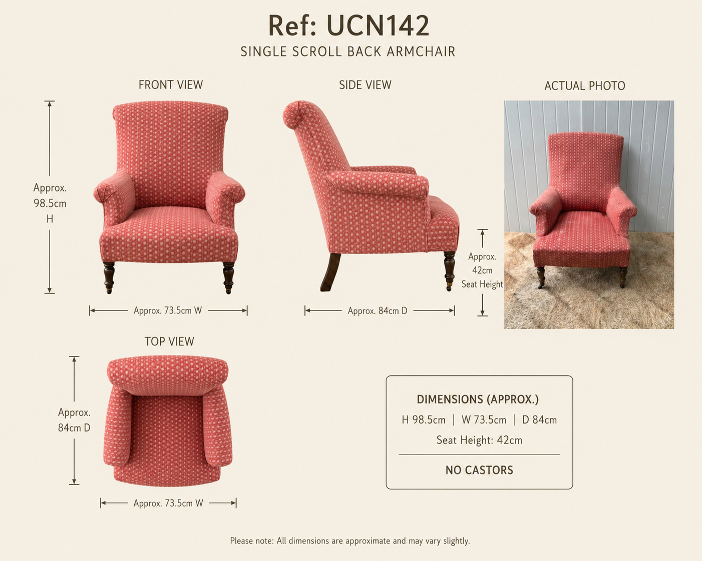Single Scroll Back Armchair
