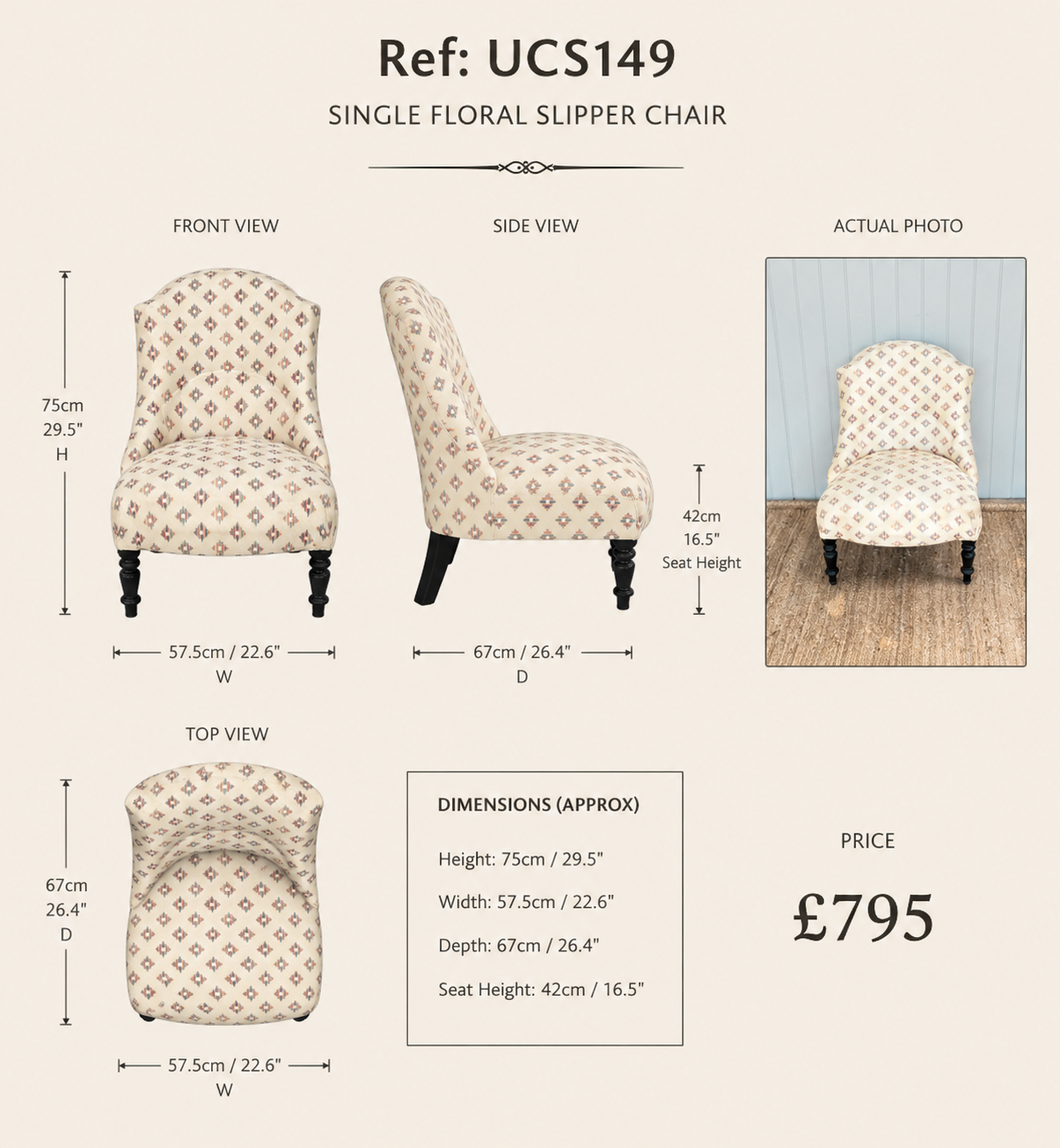 Small French Slipper Chair — specification