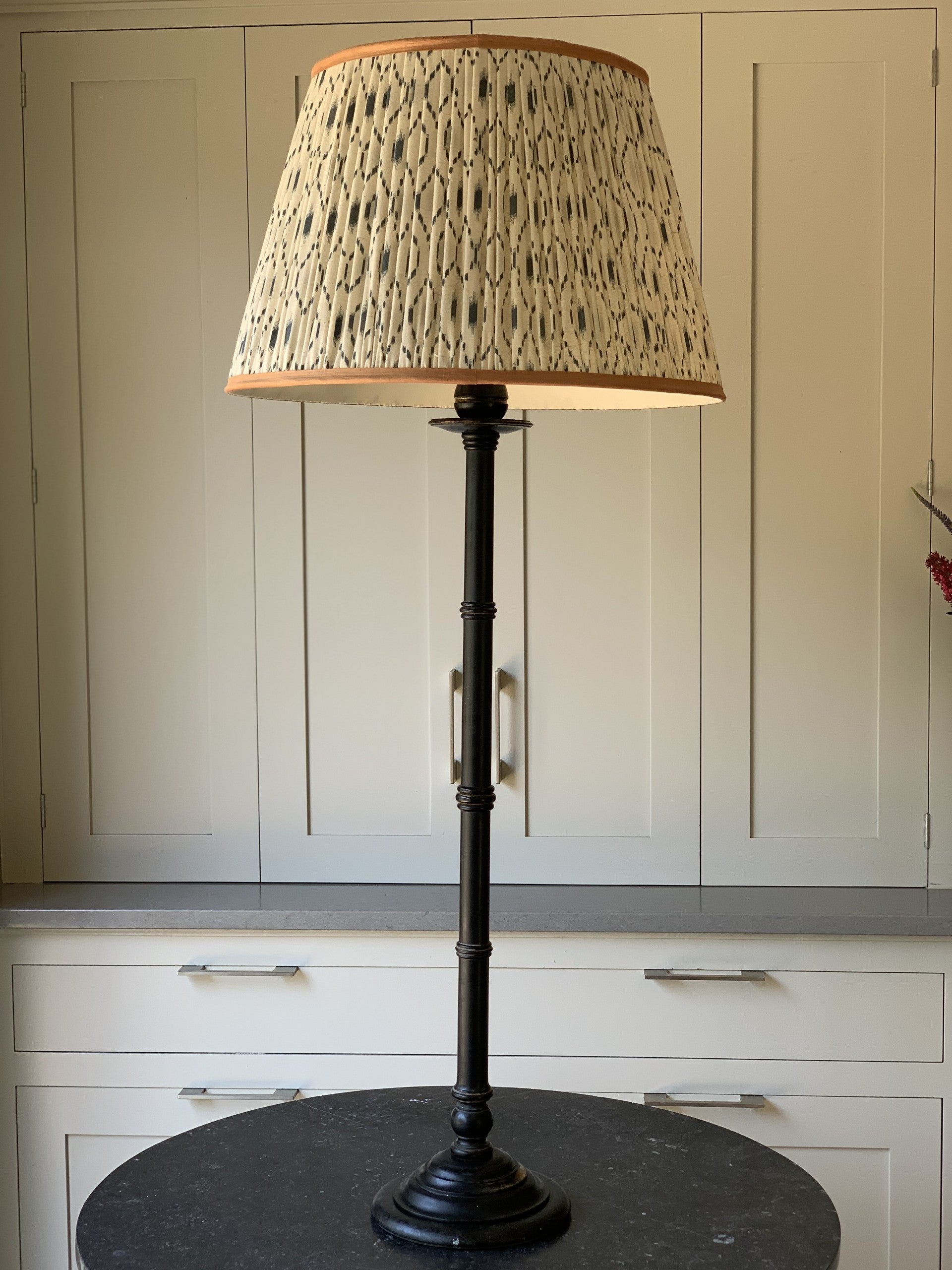 Extra Tall Black and Gilt Wooden Lamp